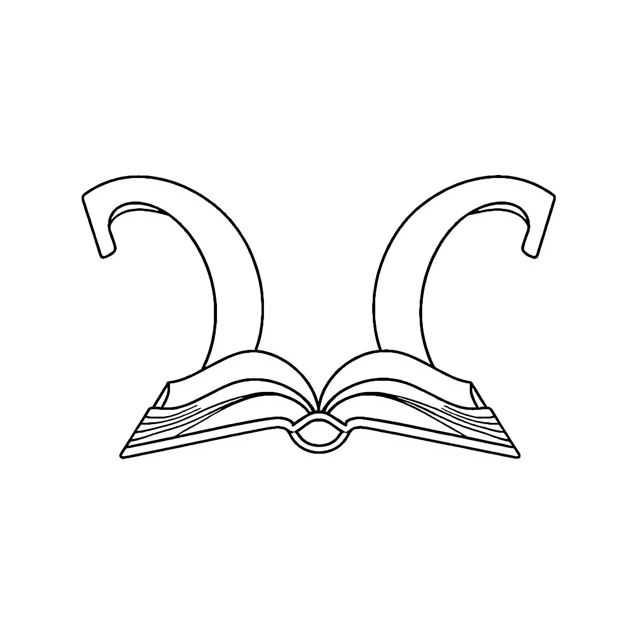 Logo of an open book with curvy pages Coloring Page (free black-and-white line drawing printable PDF for all, from beginners to advanced learners, including children, teens, adults, and seniors)