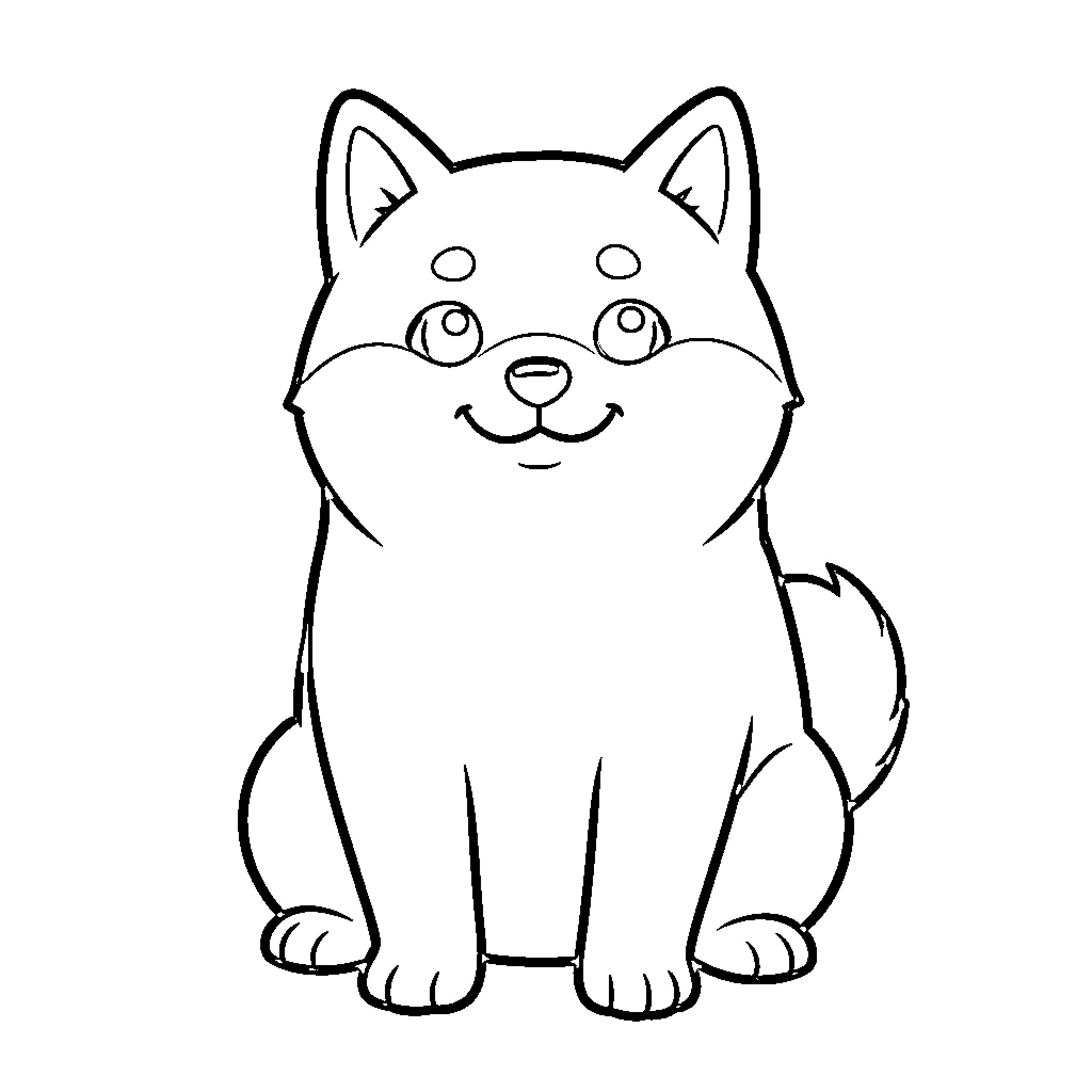 Cheems the Cheerful Puppy Coloring Page (free black-and-white line drawing printable PDF for all, from beginners to advanced learners, including children, teens, adults, and seniors)