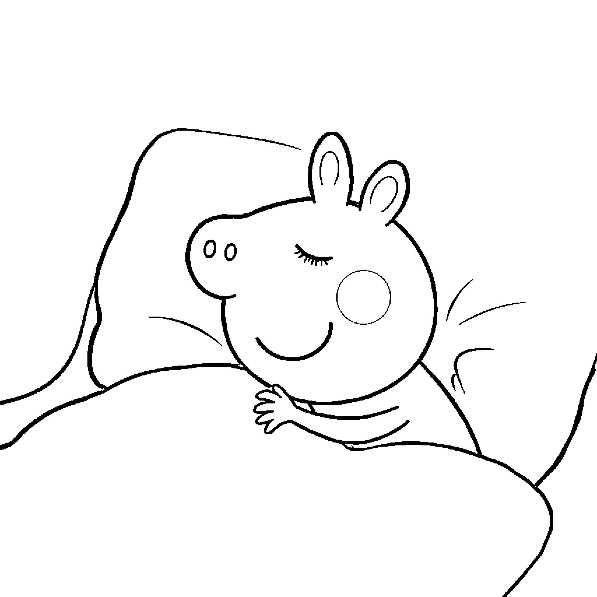 Peppa Pig relaxing peacefully on the sofa Coloring Page (free black-and-white line drawing printable PDF for all, from beginners to advanced learners, including children, teens, adults, and seniors)