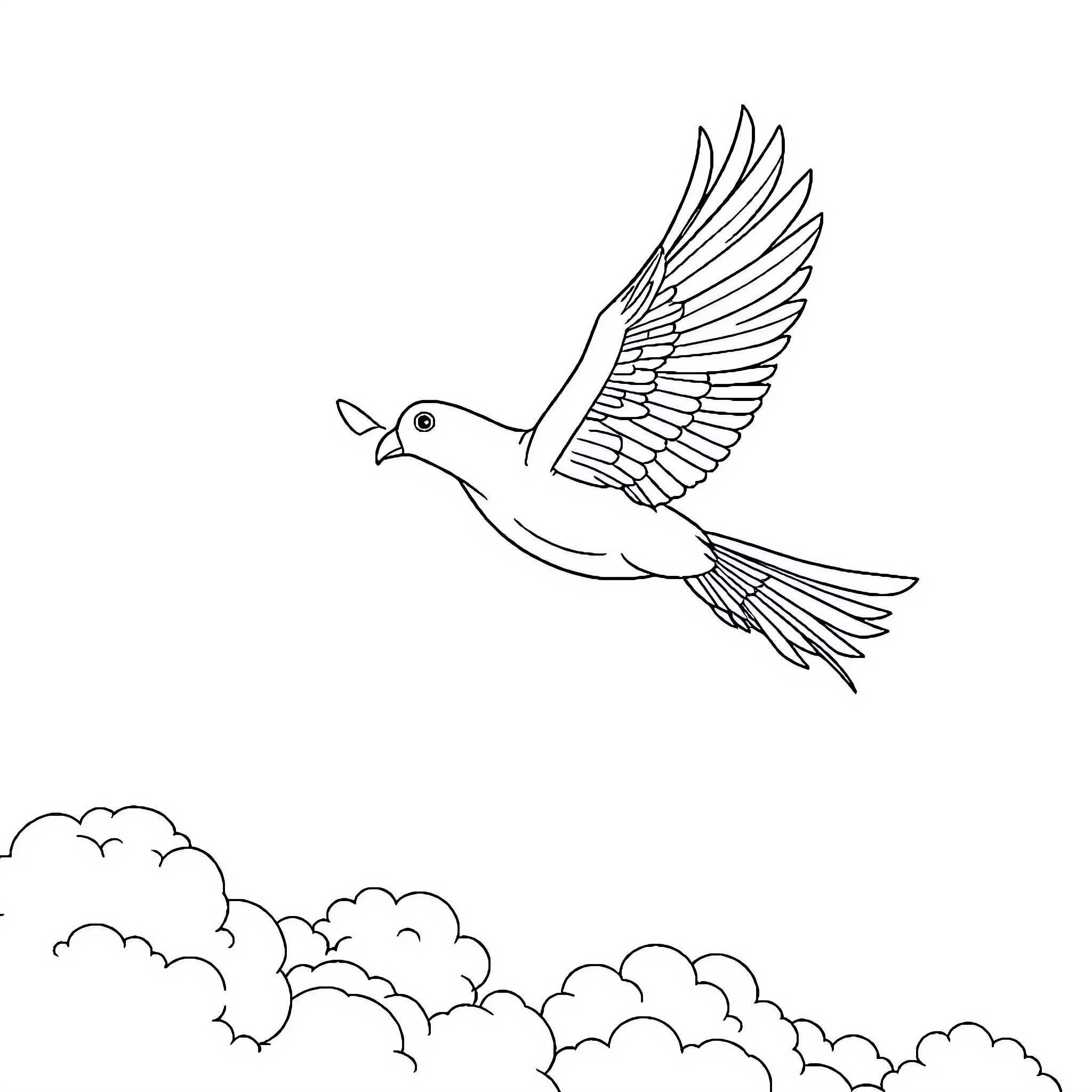 Car flying among the clouds Coloring Page (free black-and-white line drawing printable PDF for all, from beginners to advanced learners, including children, teens, adults, and seniors)