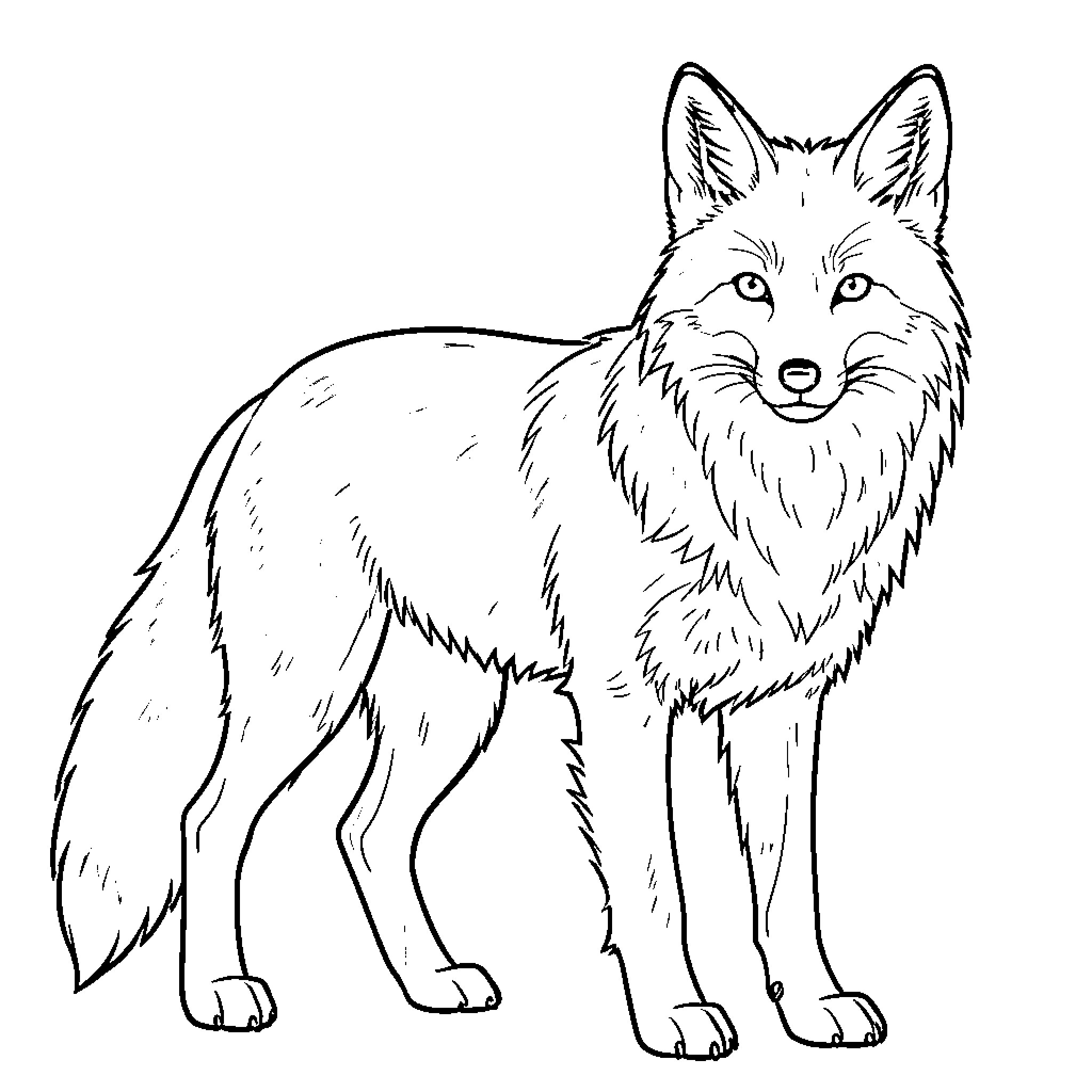 Zorro the Cunning Fox in the Wild Coloring Page (free black-and-white line drawing printable PDF for all, from beginners to advanced learners, including children, teens, adults, and seniors)