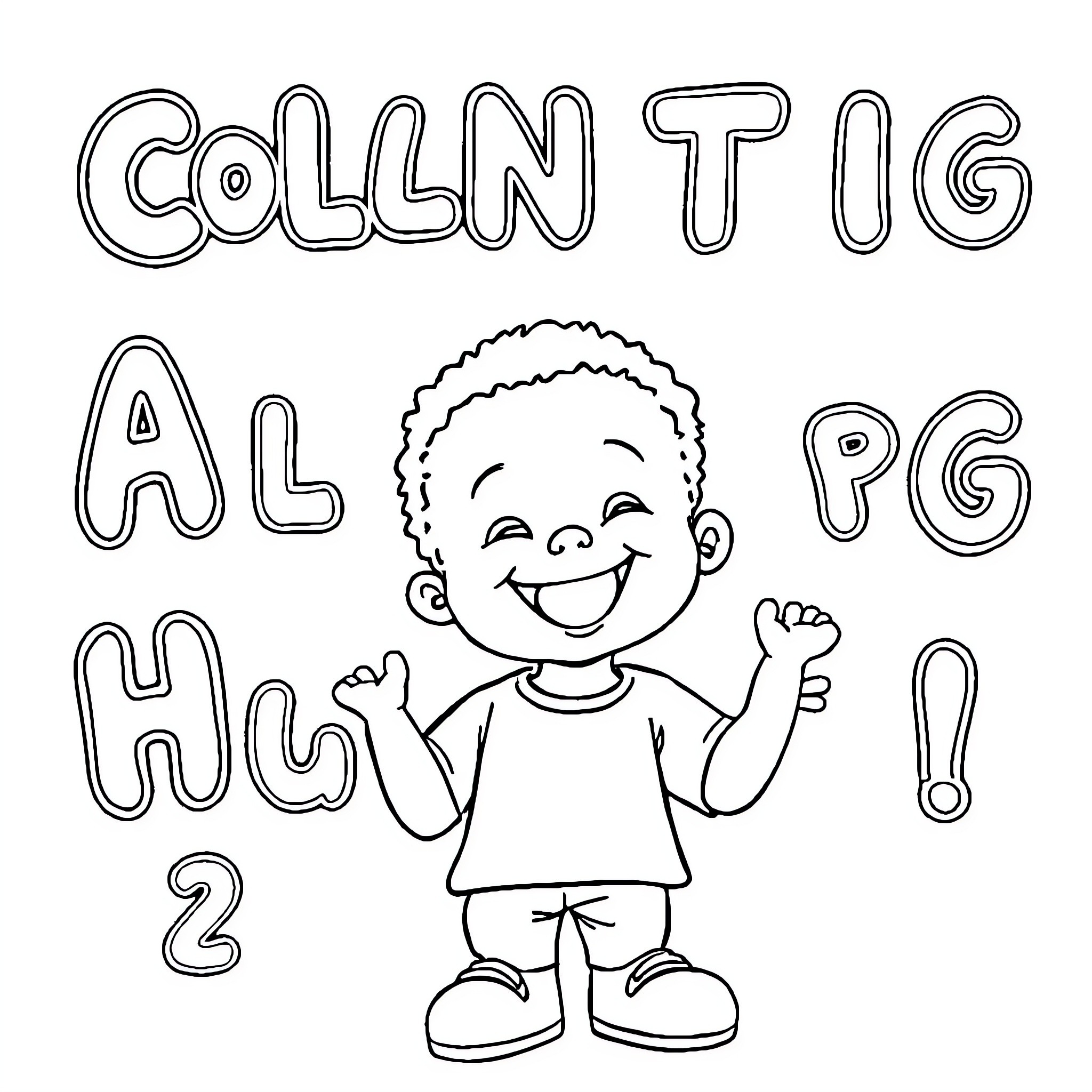Toddler joyfully coloring a picture Coloring Page (free black-and-white line drawing printable PDF for all, from beginners to advanced learners, including children, teens, adults, and seniors)