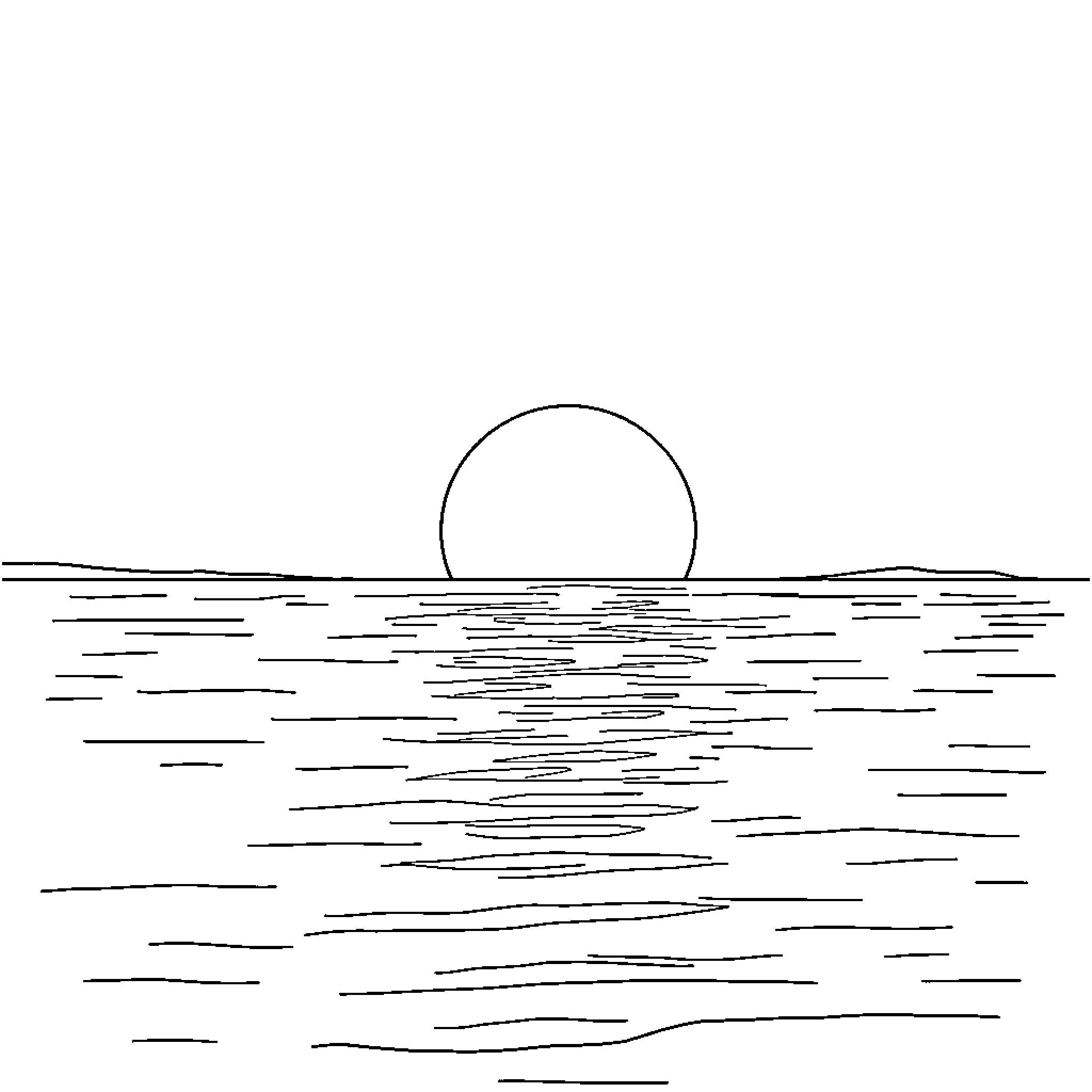Sun setting over the tranquil waters Coloring Page (free black-and-white line drawing printable PDF for all, from beginners to advanced learners, including children, teens, adults, and seniors)