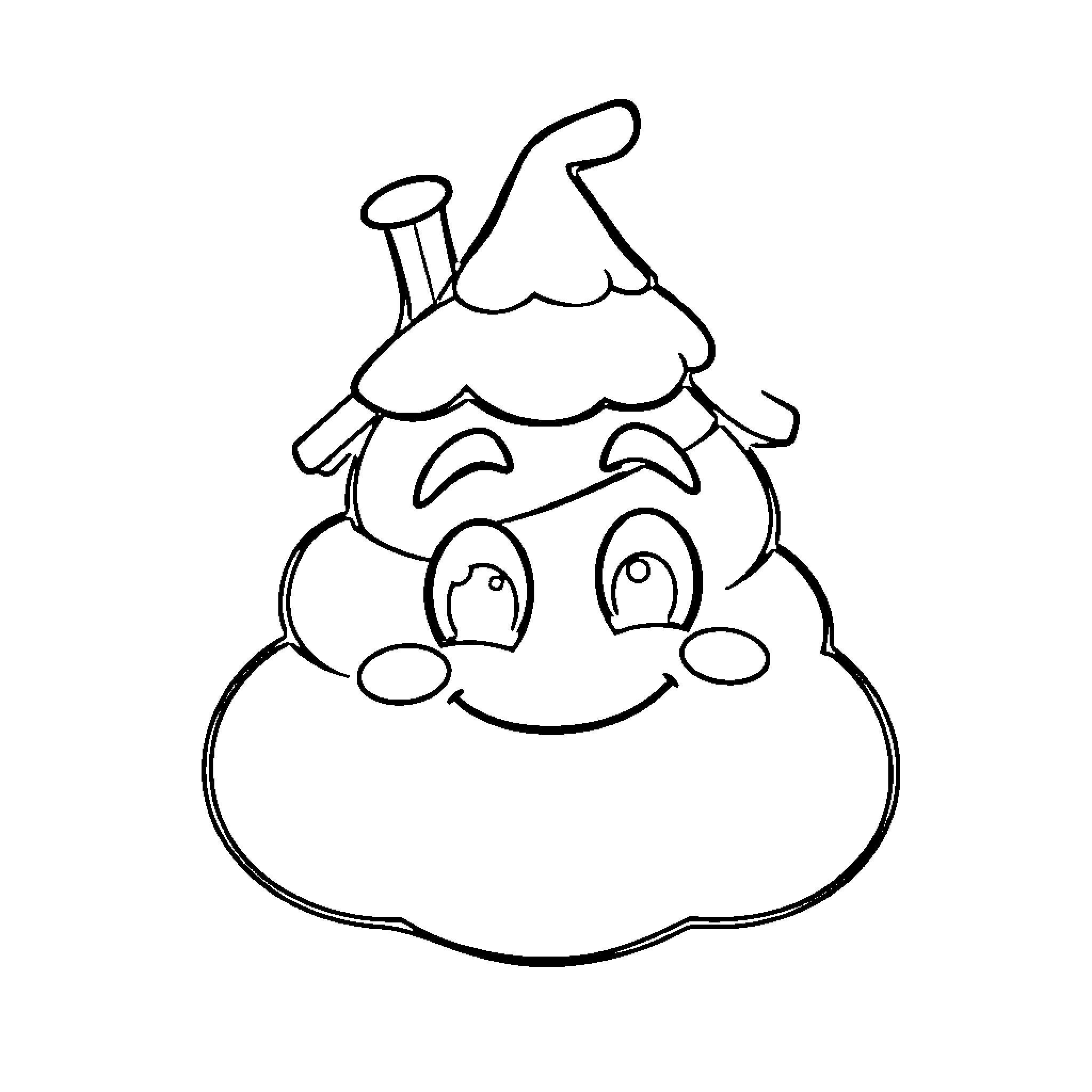 Poop Emoji with Silly Expression Coloring Page (free black-and-white line drawing printable PDF for all, from beginners to advanced learners, including children, teens, adults, and seniors)