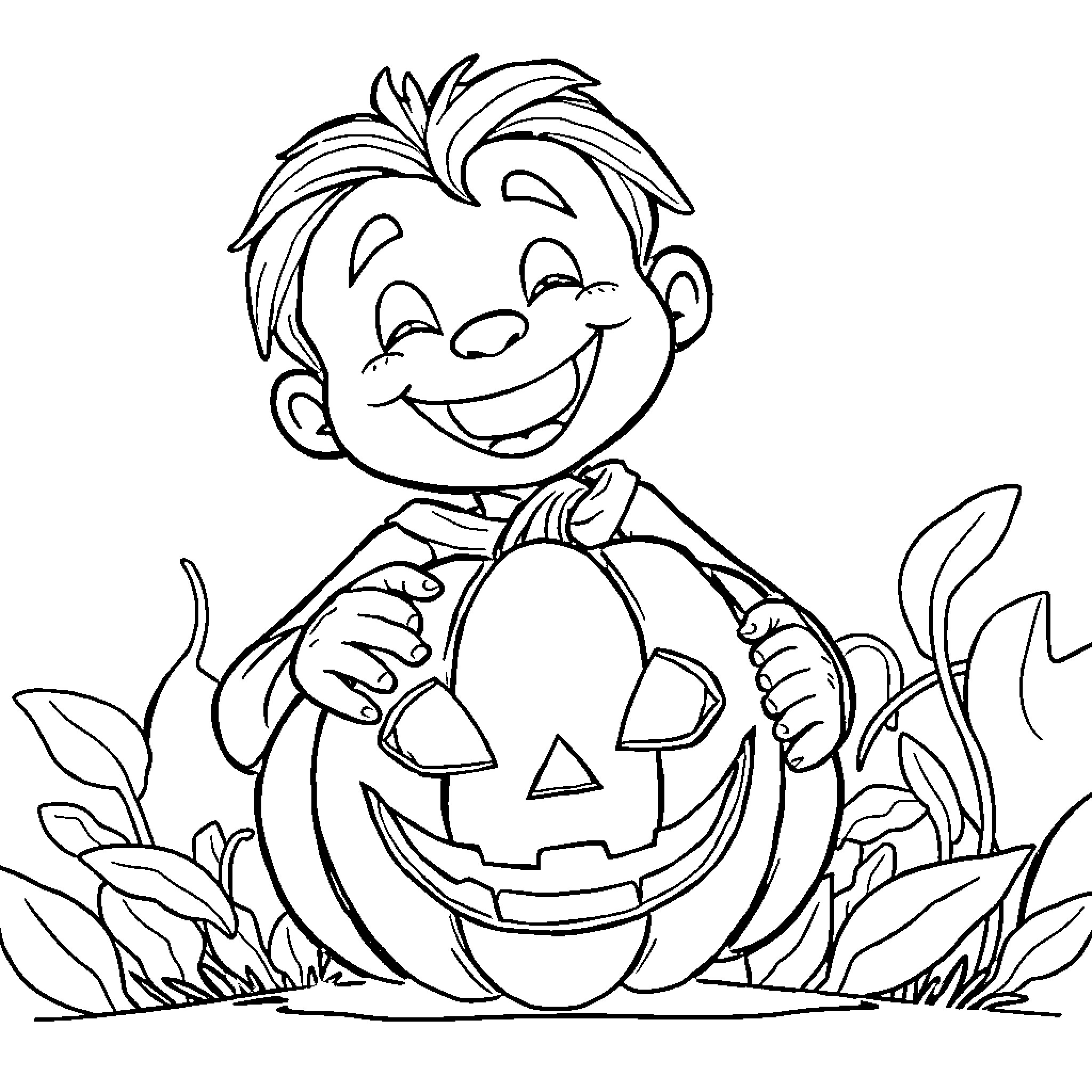 Kerome's Pumpkin Delight Coloring Page (free black-and-white line drawing printable PDF for all, from beginners to advanced learners, including children, teens, adults, and seniors)