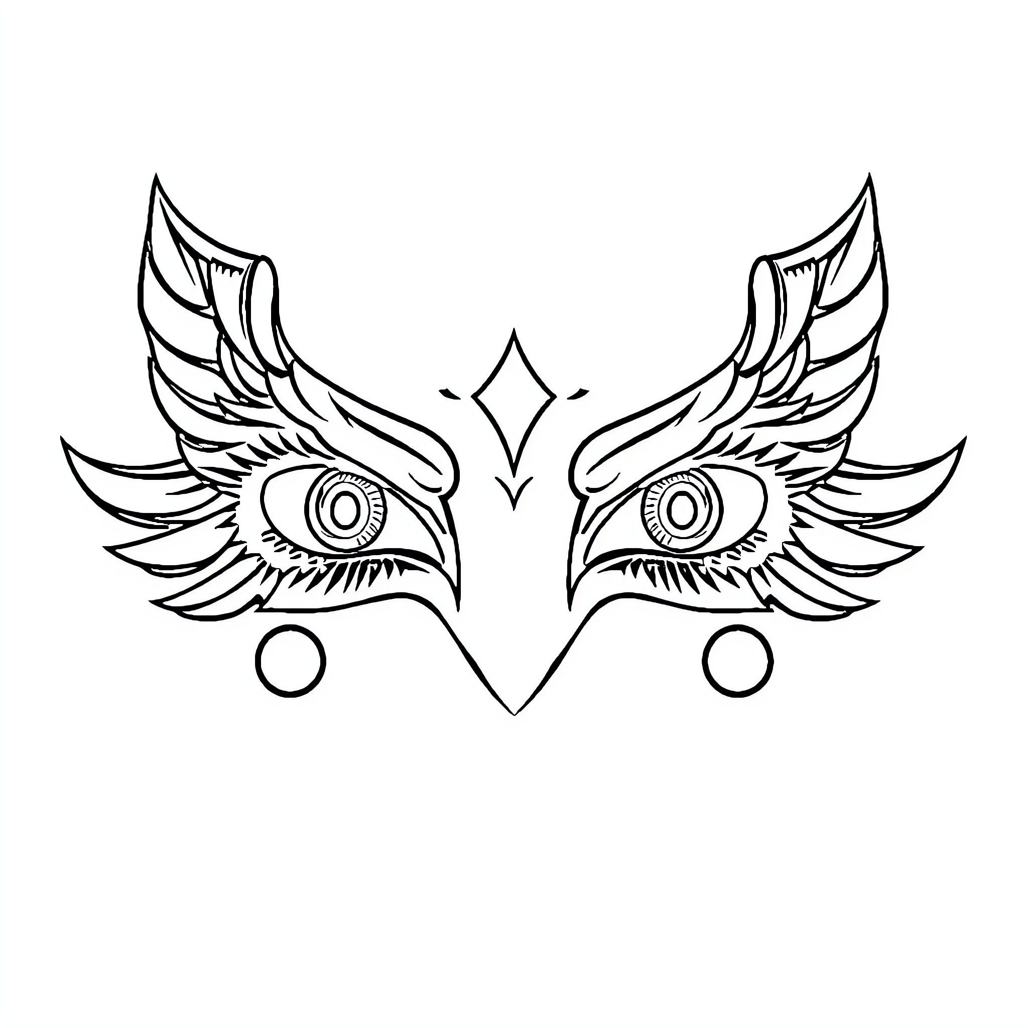Van Dutch mystical winged eyes illustration Coloring Page (free black-and-white line drawing printable PDF for all, from beginners to advanced learners, including children, teens, adults, and seniors)