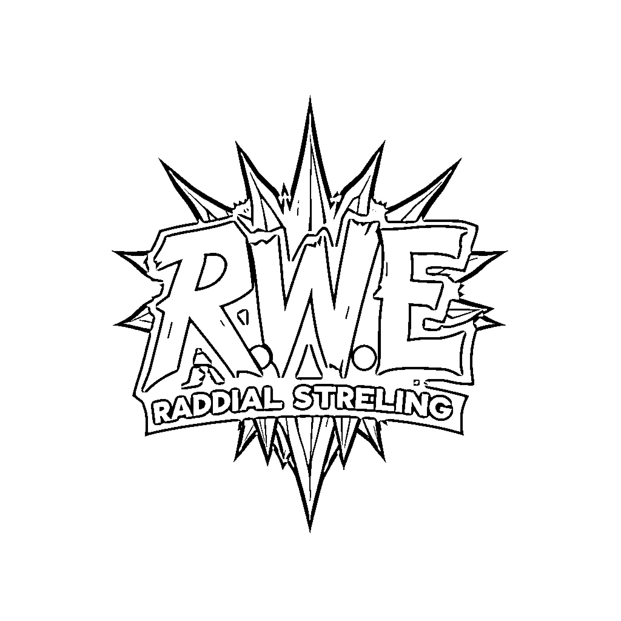 Wrestling Logo with Radial Stellar Design Coloring Page (free black-and-white line drawing printable PDF for all, from beginners to advanced learners, including children, teens, adults, and seniors)