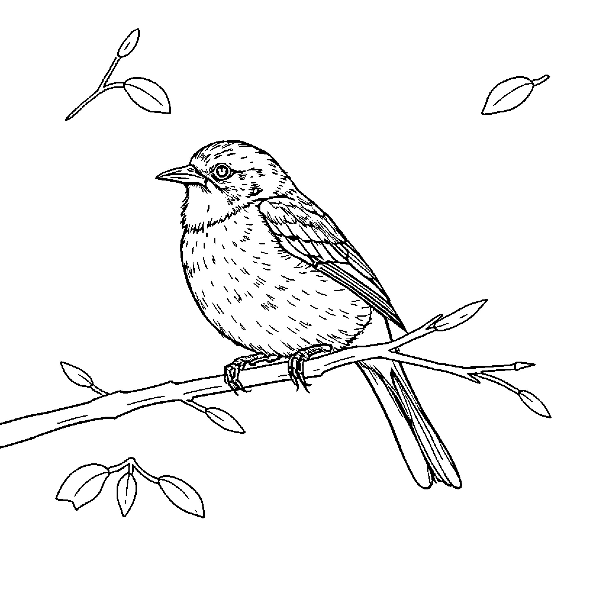 Turtle perched on a branch with leaves Coloring Page (free black-and-white line drawing printable PDF for all, from beginners to advanced learners, including children, teens, adults, and seniors)