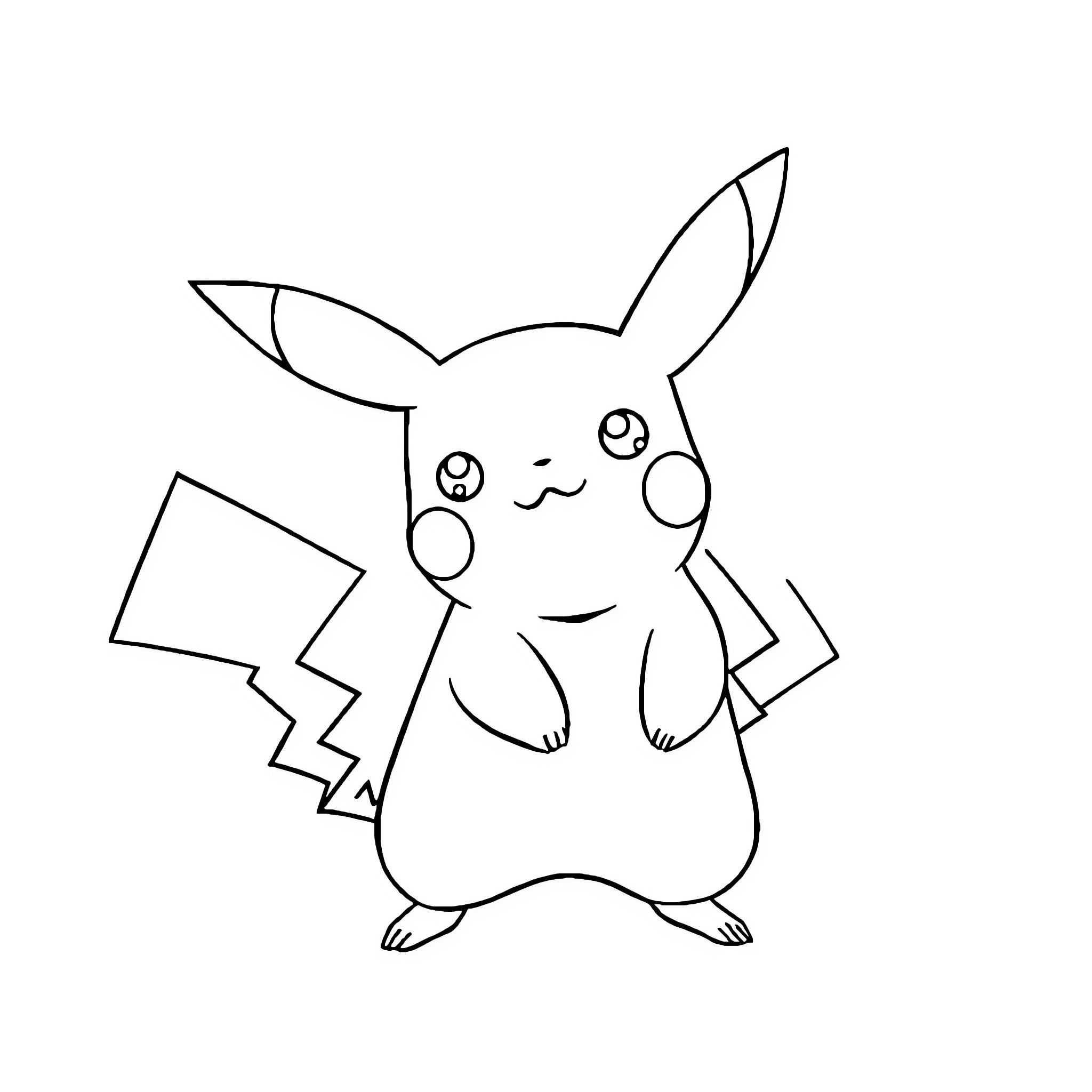 Pikachu holding a Pokeball Coloring Page (free black-and-white line drawing printable PDF for all, from beginners to advanced learners, including children, teens, adults, and seniors)
