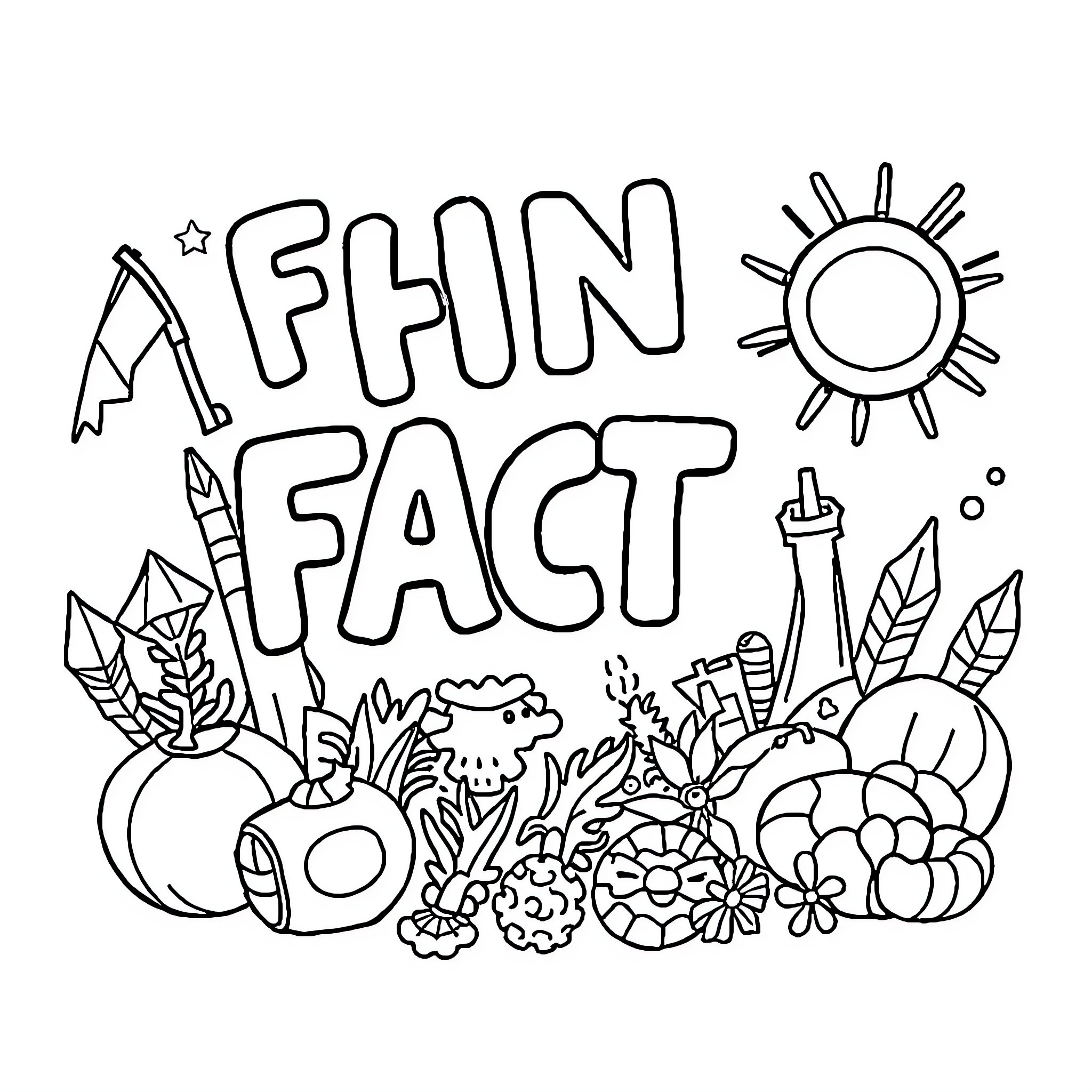 Educational Fun Fact with Nature Elements Coloring Page (free black-and-white line drawing printable PDF for all, from beginners to advanced learners, including children, teens, adults, and seniors)