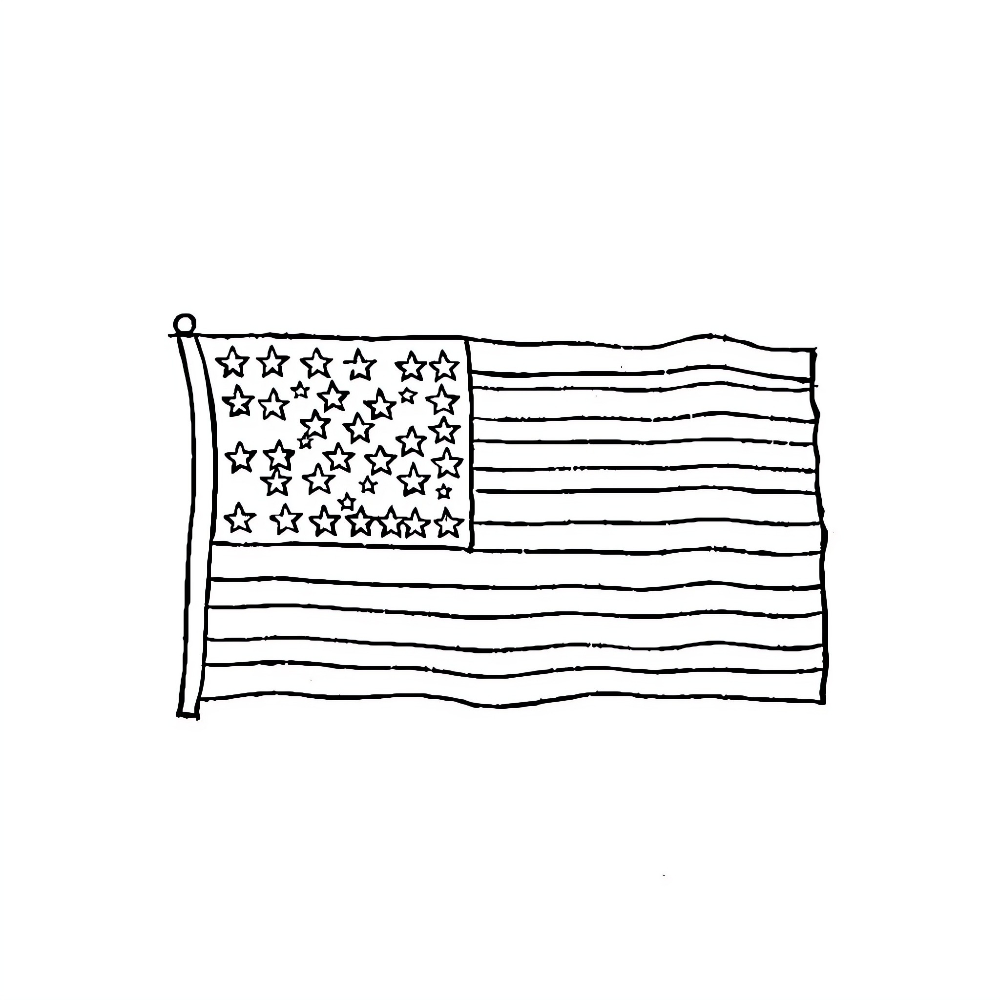 Flag waving in the wind Coloring Page (free black-and-white line drawing printable PDF for all, from beginners to advanced learners, including children, teens, adults, and seniors)