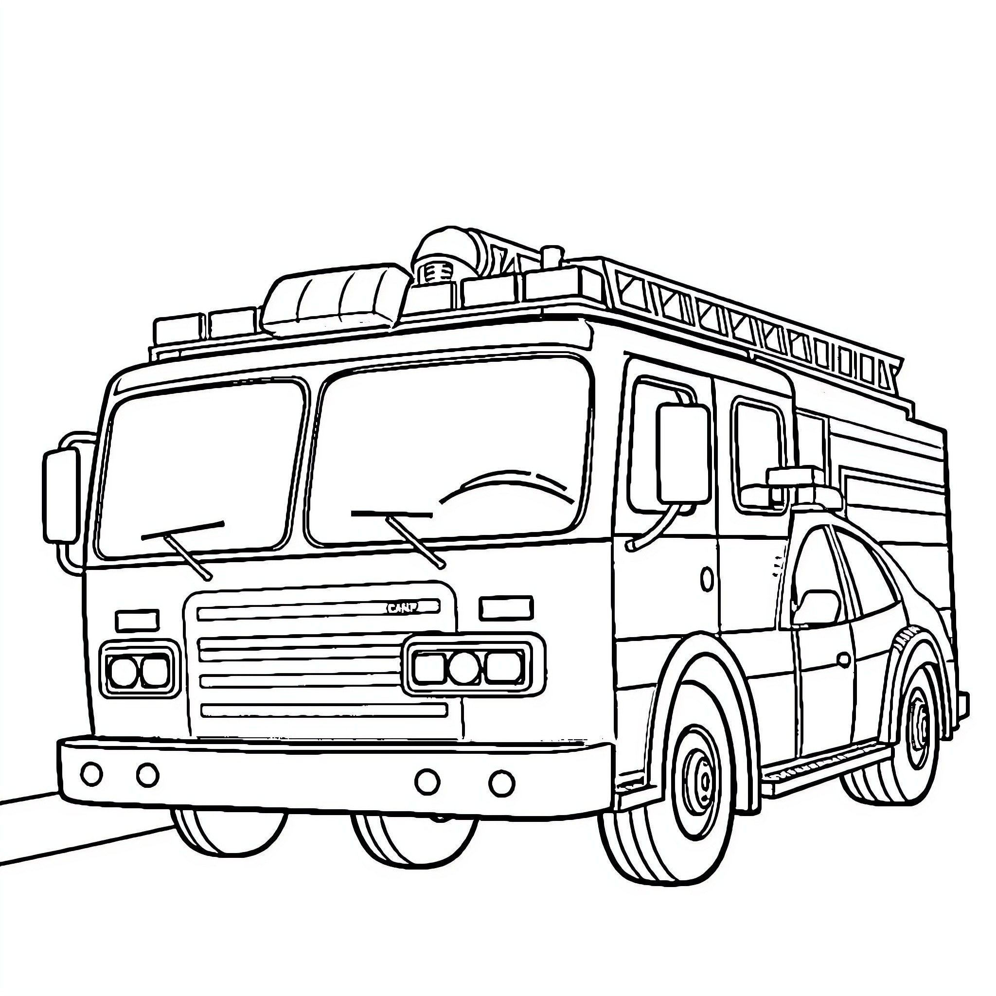 Vehicle with emergency equipment and accessories Coloring Page (free black-and-white line drawing printable PDF for all, from beginners to advanced learners, including children, teens, adults, and seniors)