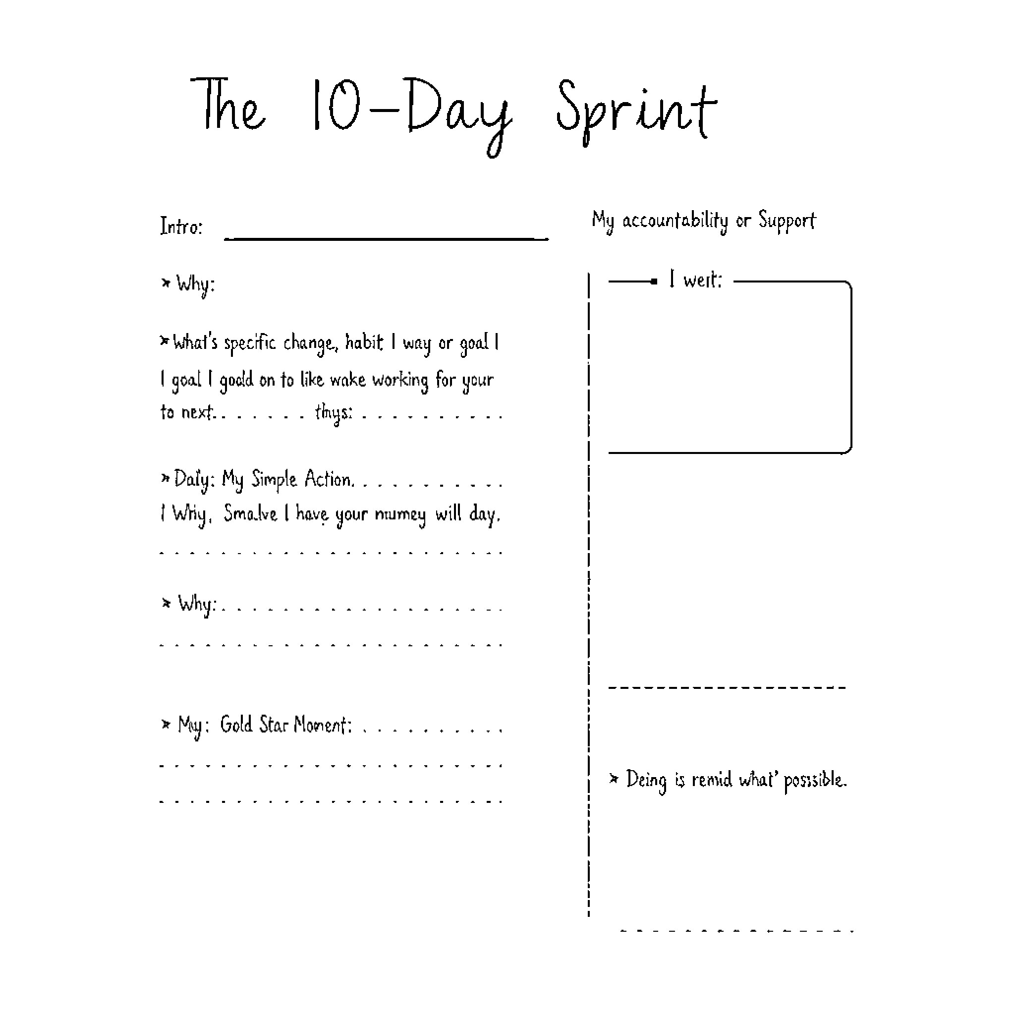 Sprint plan worksheet with action steps Coloring Page (free black-and-white line drawing printable PDF for all, from beginners to advanced learners, including children, teens, adults, and seniors)