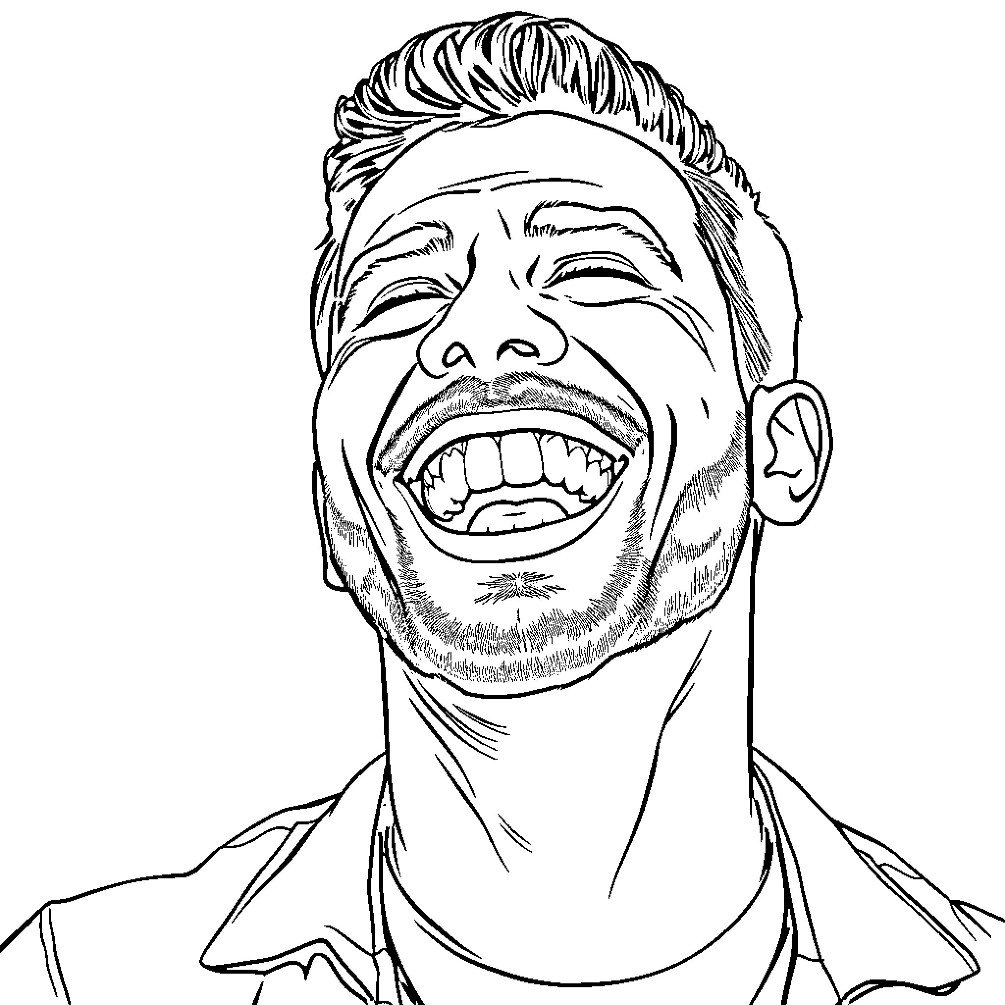 Luis Miguel's joyful expression and casual attire Coloring Page (free black-and-white line drawing printable PDF for all, from beginners to advanced learners, including children, teens, adults, and seniors)