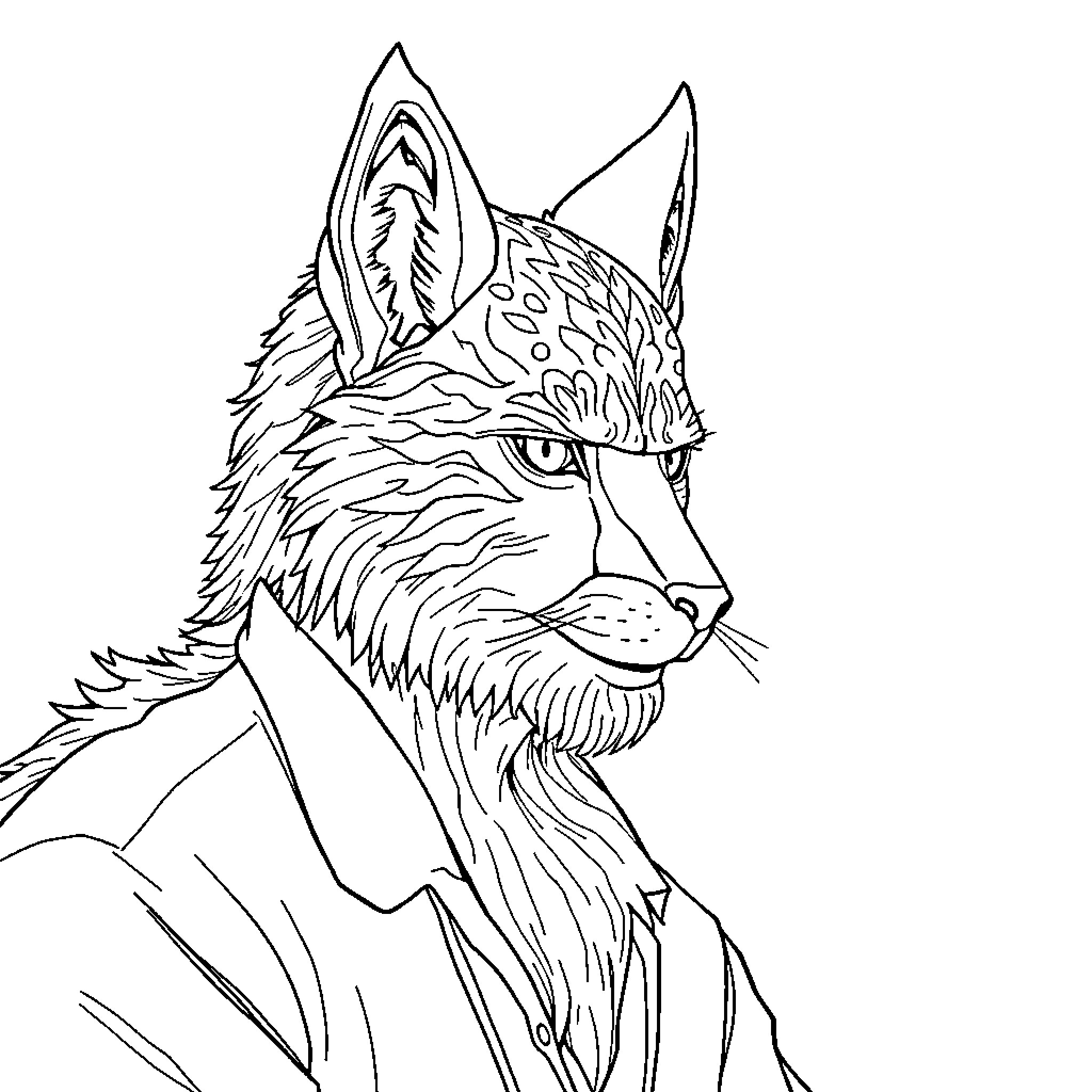 Spider-Man as a furry wolf-like character Coloring Page (free black-and-white line drawing printable PDF for all, from beginners to advanced learners, including children, teens, adults, and seniors)