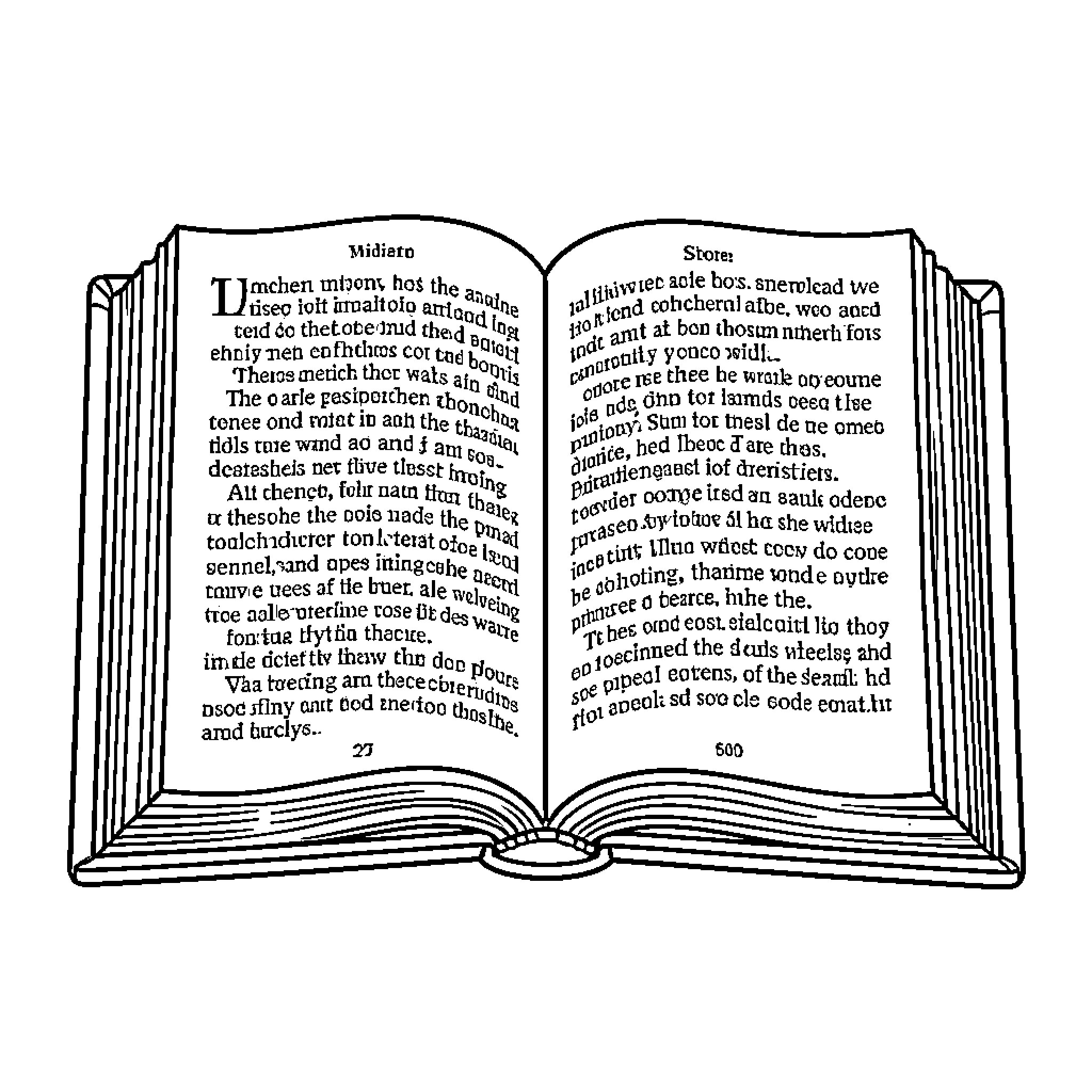 Bible open to pages with ancient script Coloring Page (free black-and-white line drawing printable PDF for all, from beginners to advanced learners, including children, teens, adults, and seniors)