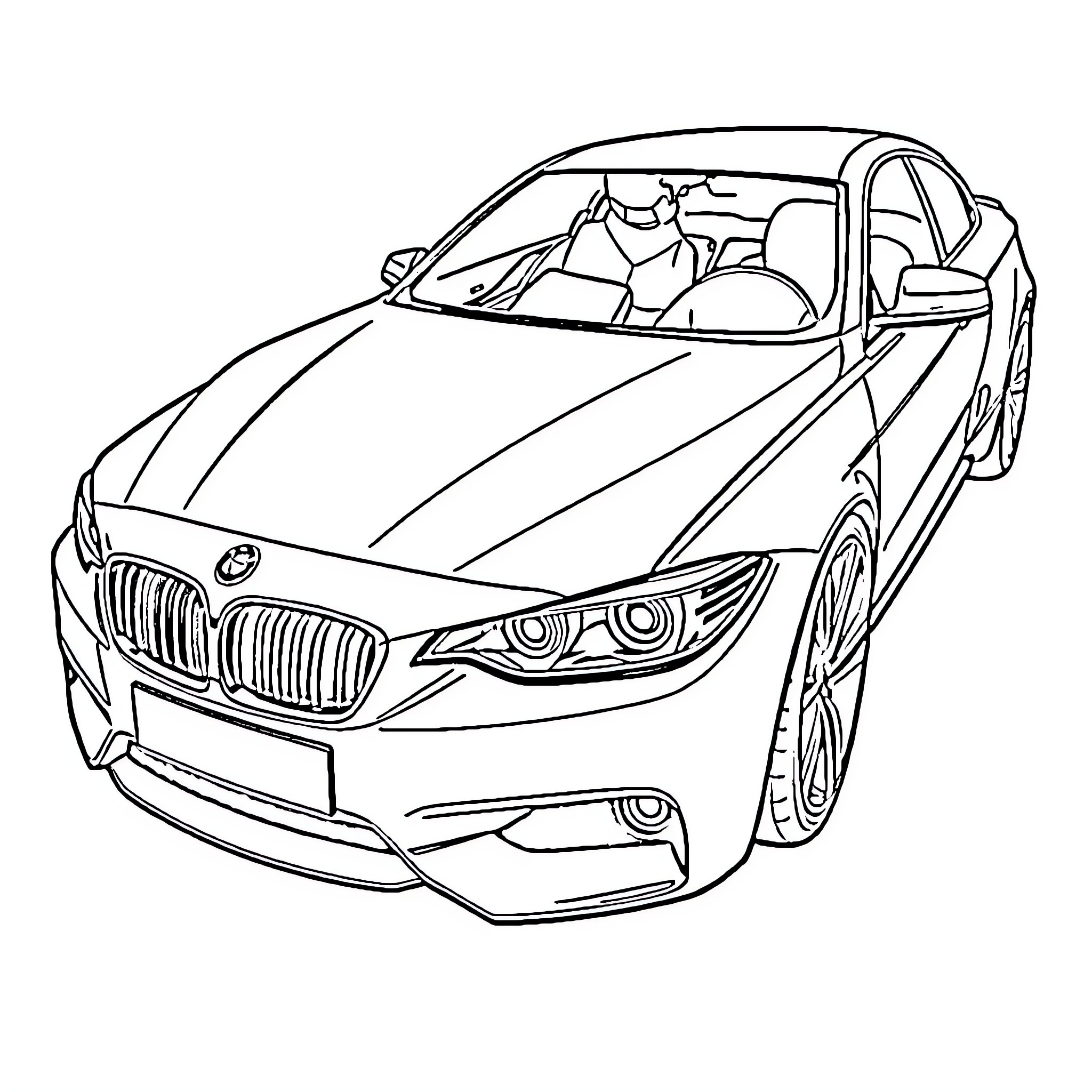 Debt on the road: a stylish sports car Coloring Page (free black-and-white line drawing printable PDF for all, from beginners to advanced learners, including children, teens, adults, and seniors)
