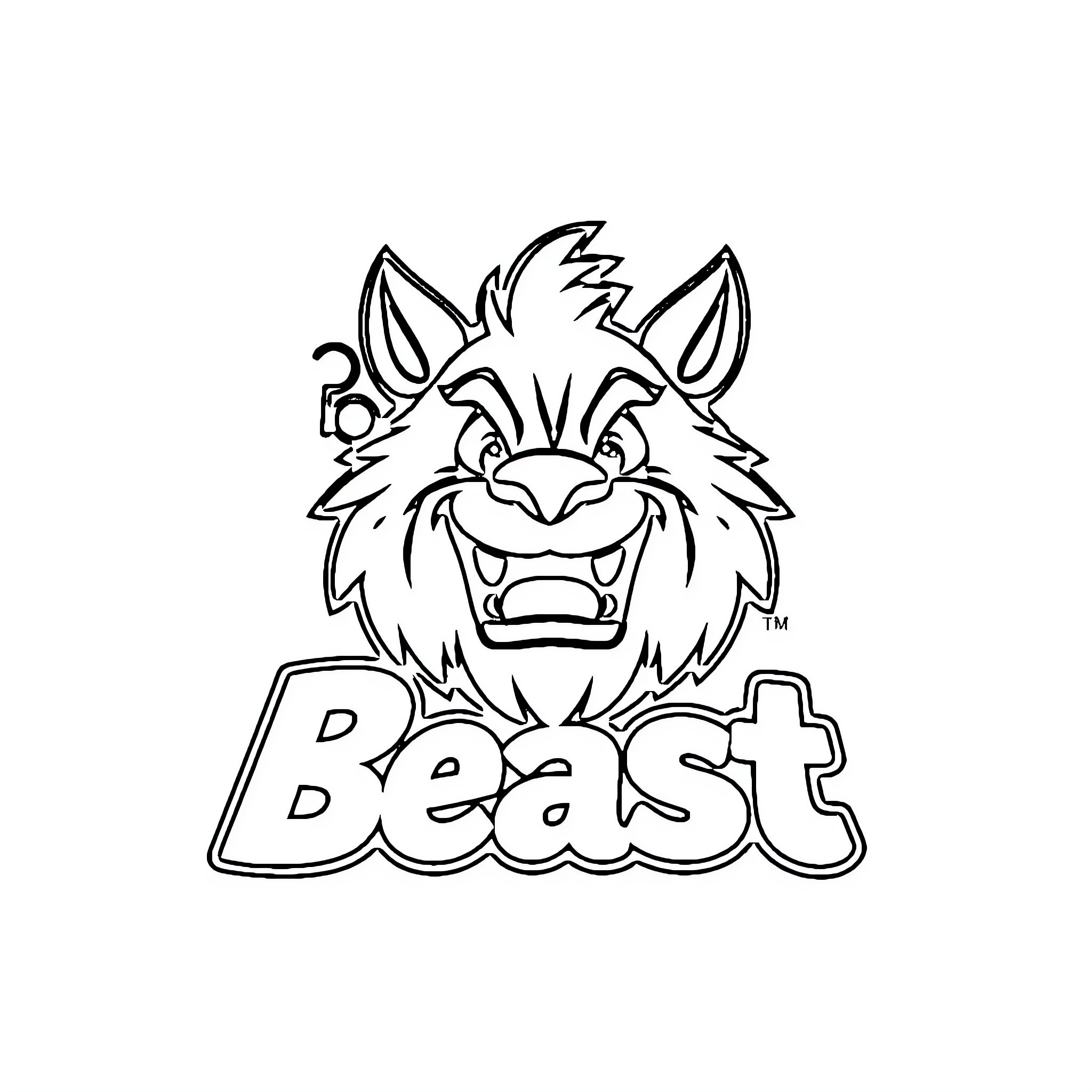 Mr Beast's Ferocious Beast Logo Coloring Page (free black-and-white line drawing printable PDF for all, from beginners to advanced learners, including children, teens, adults, and seniors)