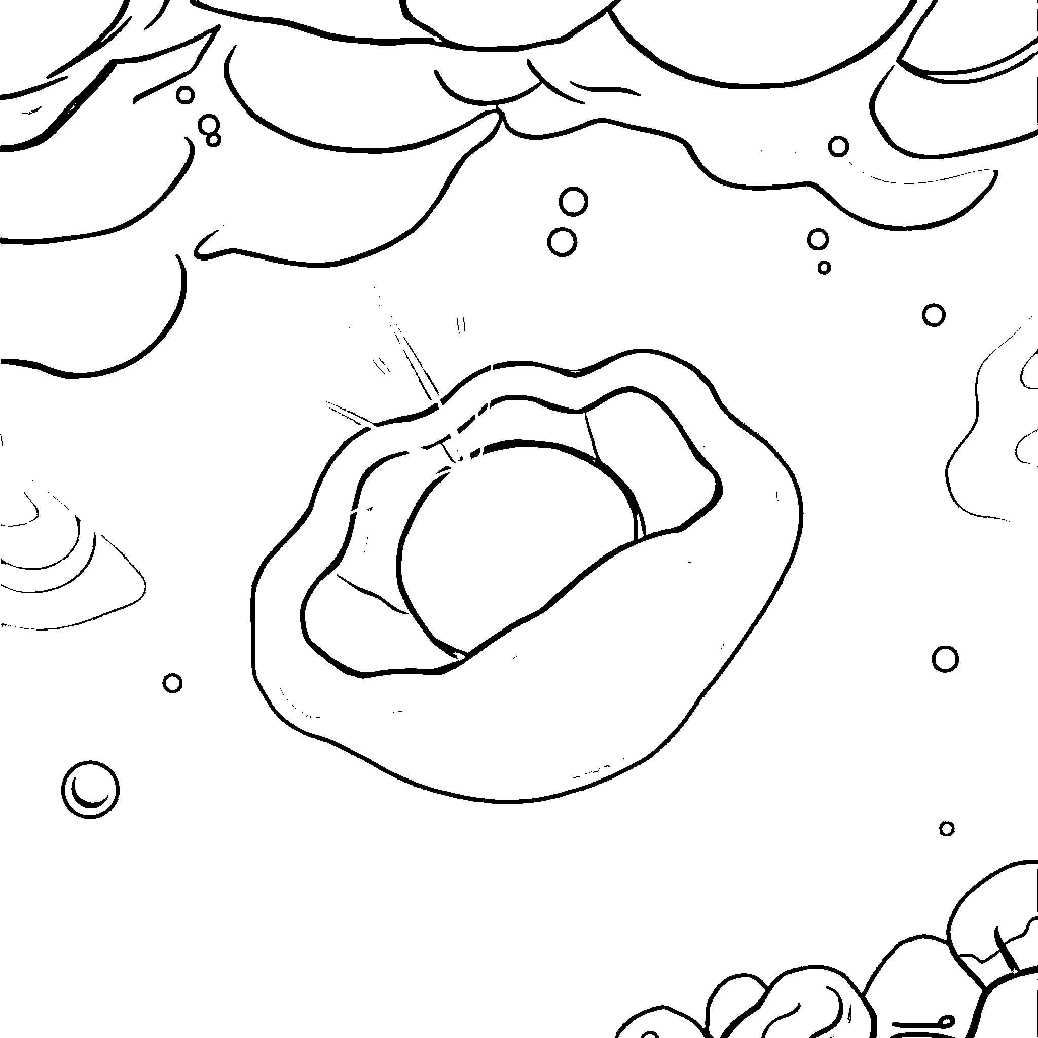 Pearl oyster resting in the ocean Coloring Page (free black-and-white line drawing printable PDF for all, from beginners to advanced learners, including children, teens, adults, and seniors)