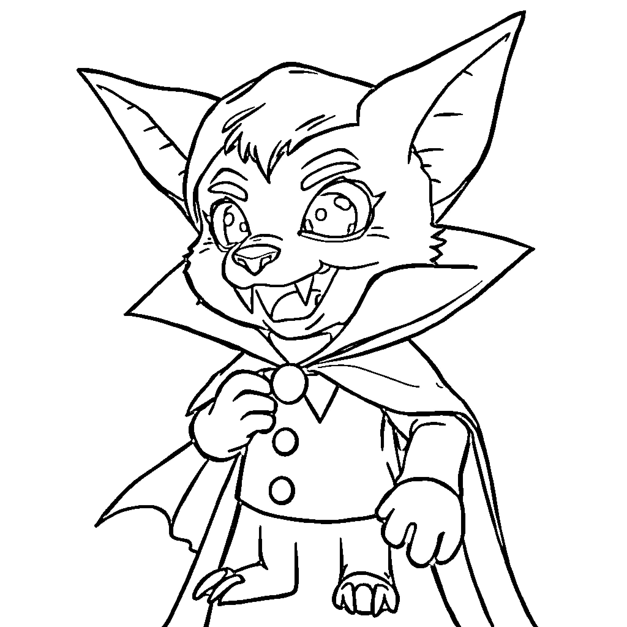 Labubu the Mischievous Creature Coloring Page (free black-and-white line drawing printable PDF for all, from beginners to advanced learners, including children, teens, adults, and seniors)