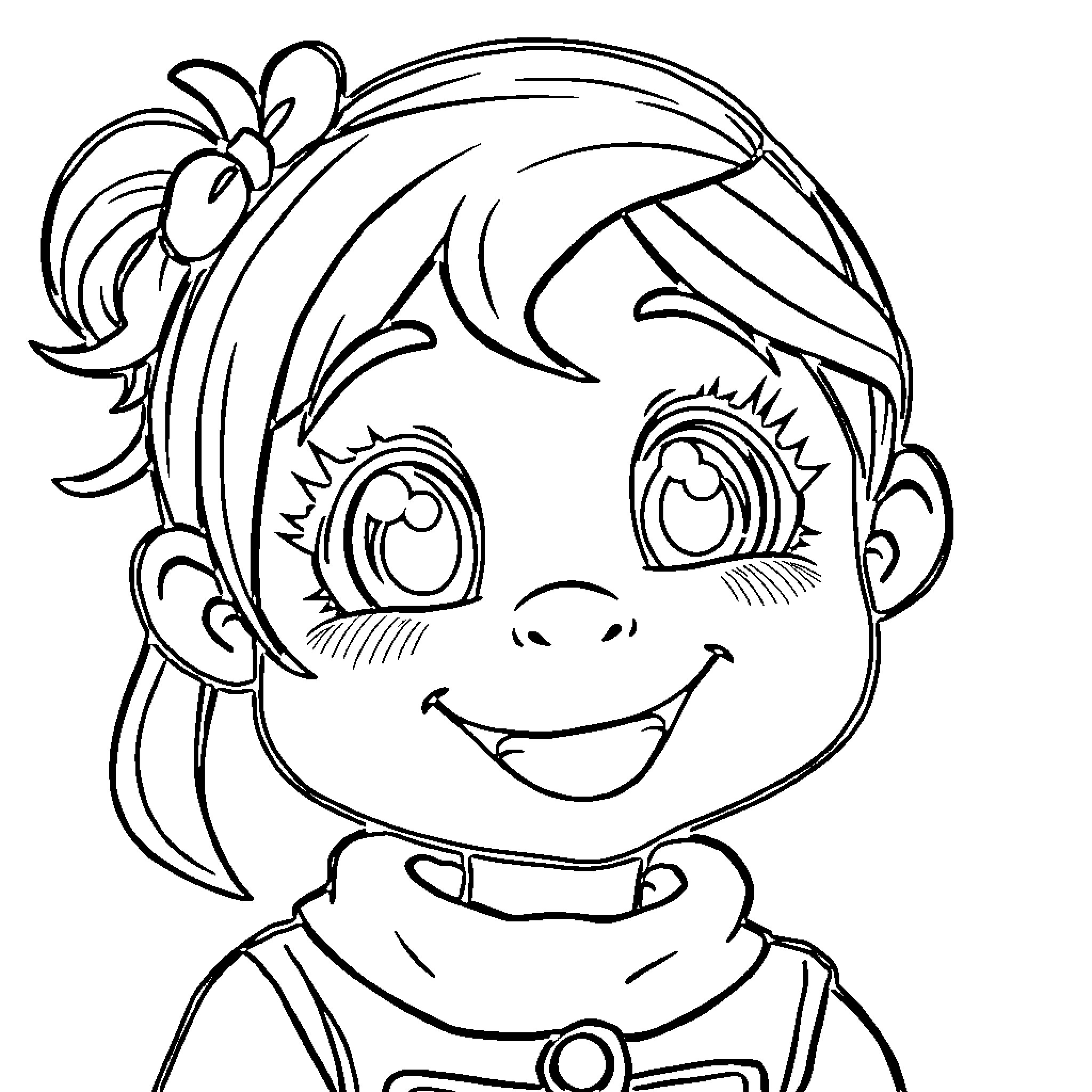 Jacky's Cheerful Expression Coloring Page (free black-and-white line drawing printable PDF for all, from beginners to advanced learners, including children, teens, adults, and seniors)