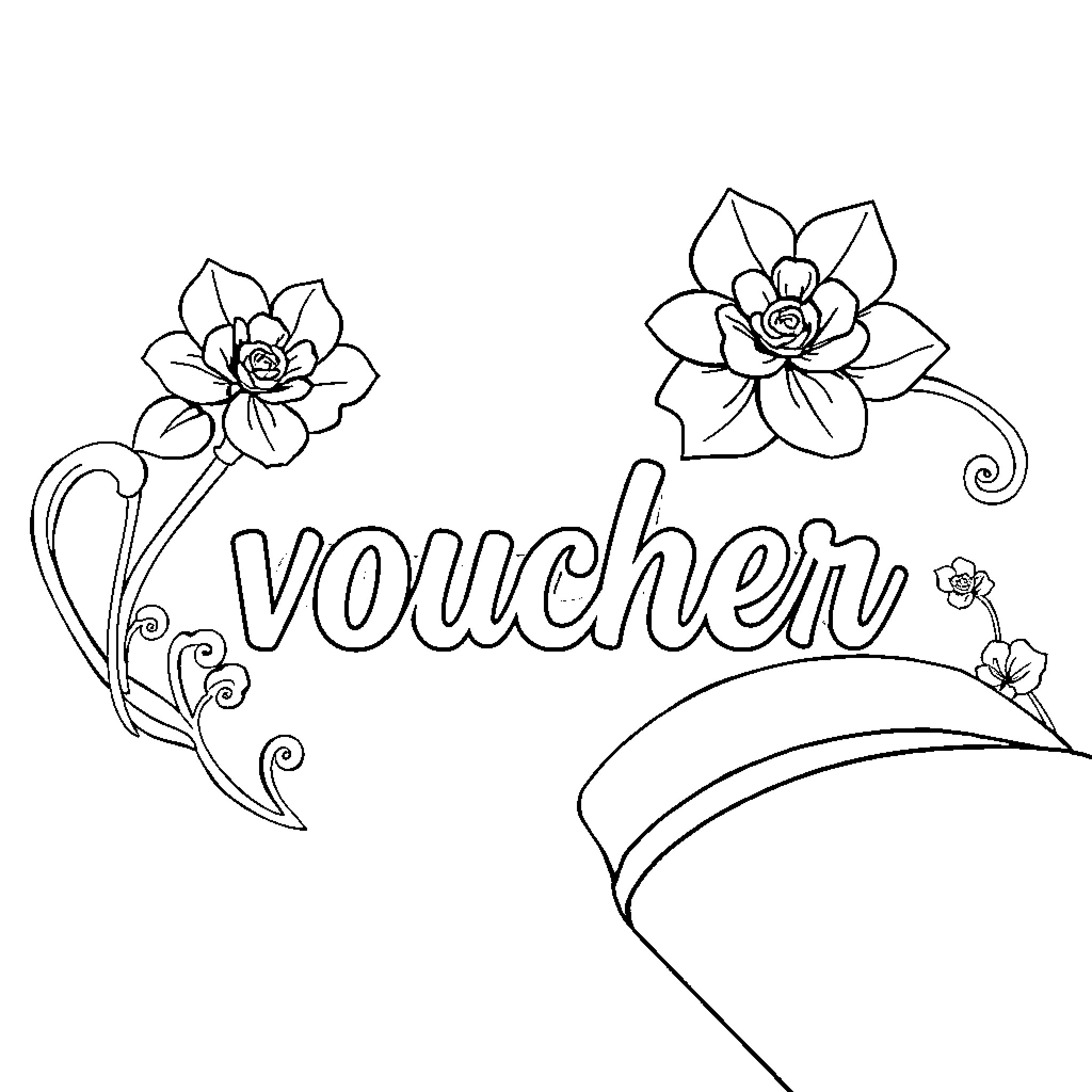 Hair Removal Voucher with Floral Decorations Coloring Page (free black-and-white line drawing printable PDF for all, from beginners to advanced learners, including children, teens, adults, and seniors)