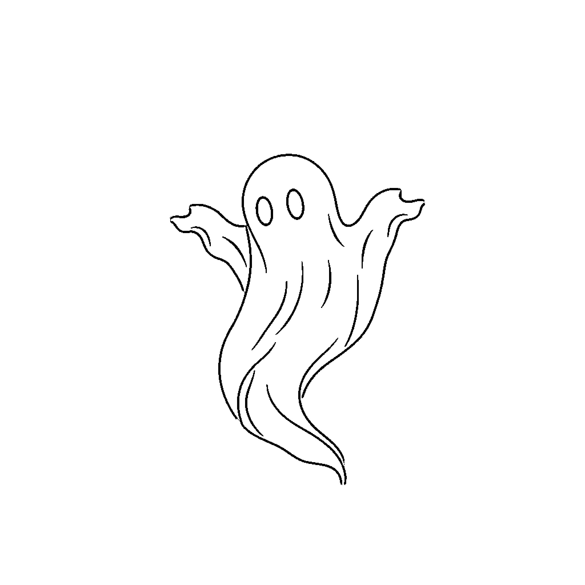Ghost Floating Mysteriously Coloring Page (free black-and-white line drawing printable PDF for all, from beginners to advanced learners, including children, teens, adults, and seniors)