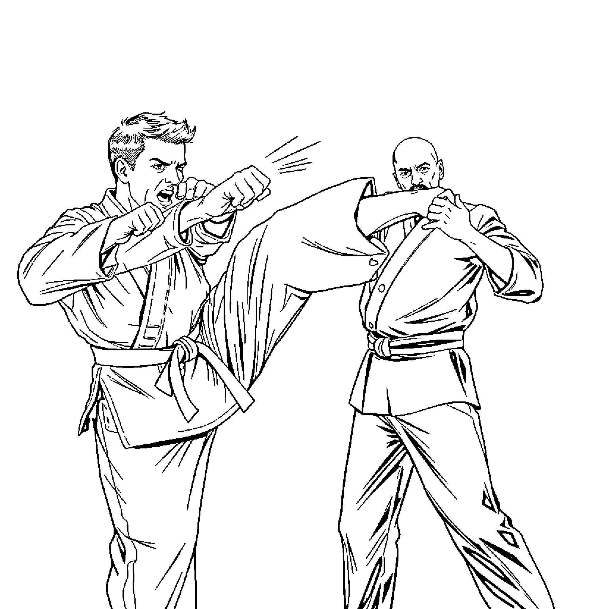 Brendan Rodgers in a sparring match Coloring Page (free black-and-white line drawing printable PDF for all, from beginners to advanced learners, including children, teens, adults, and seniors)