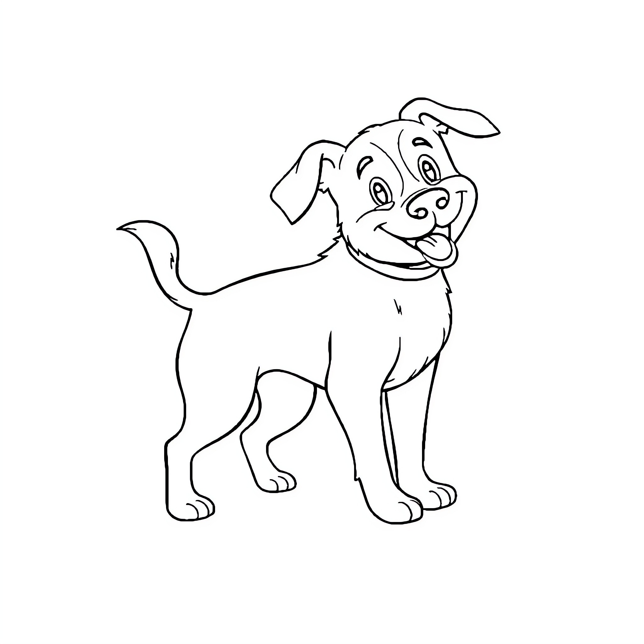 Animal illustration of a happy puppy Coloring Page (free black-and-white line drawing printable PDF for all, from beginners to advanced learners, including children, teens, adults, and seniors)