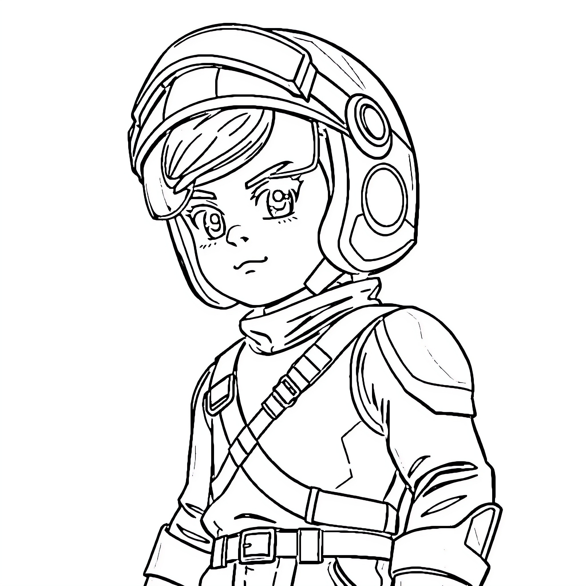 Korblox Boy in Serious Soldier Outfit Coloring Page (free black-and-white line drawing printable PDF for all, from beginners to advanced learners, including children, teens, adults, and seniors)