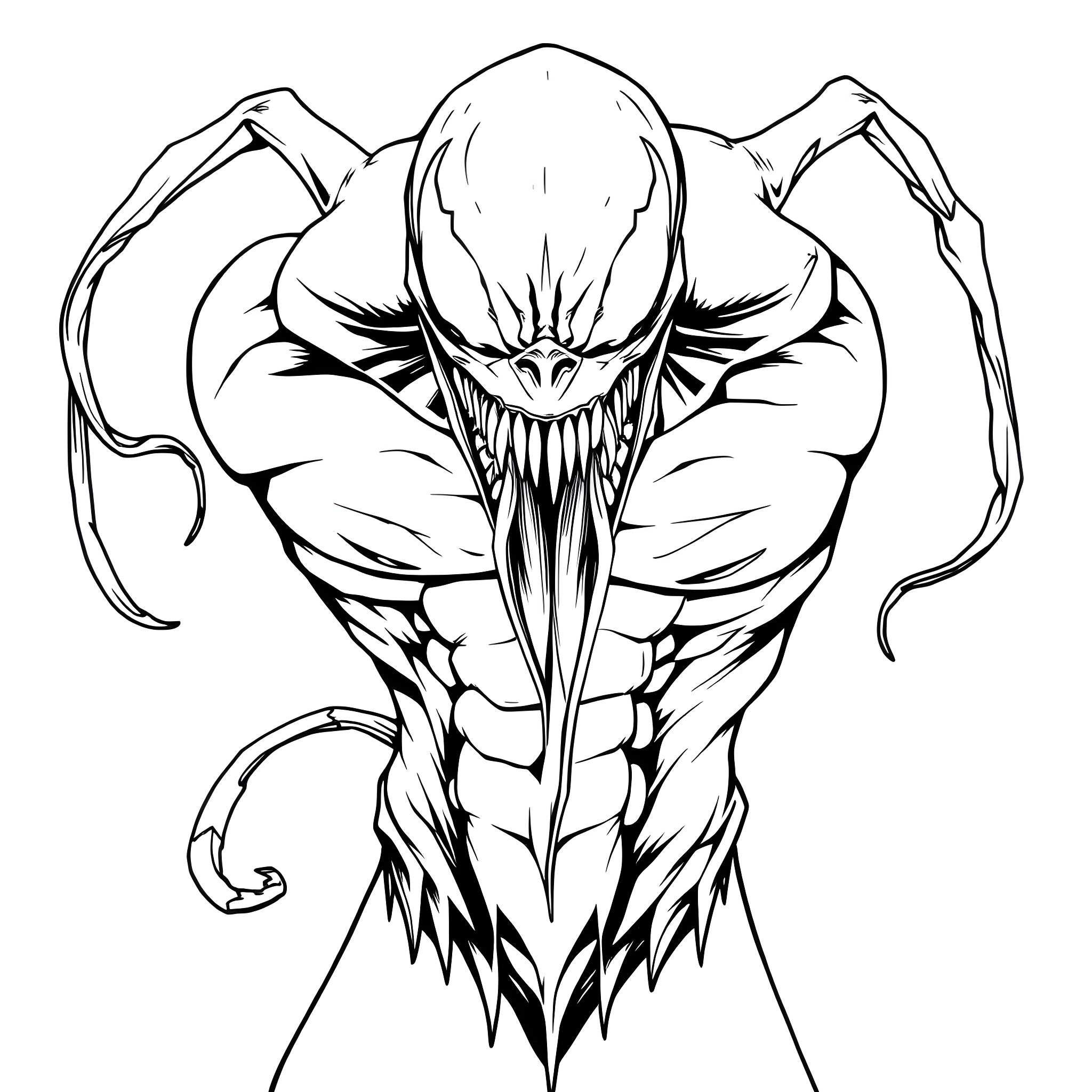 Venom Unleashing Ferocious Power Coloring Page (free black-and-white line drawing printable PDF for all, from beginners to advanced learners, including children, teens, adults, and seniors)