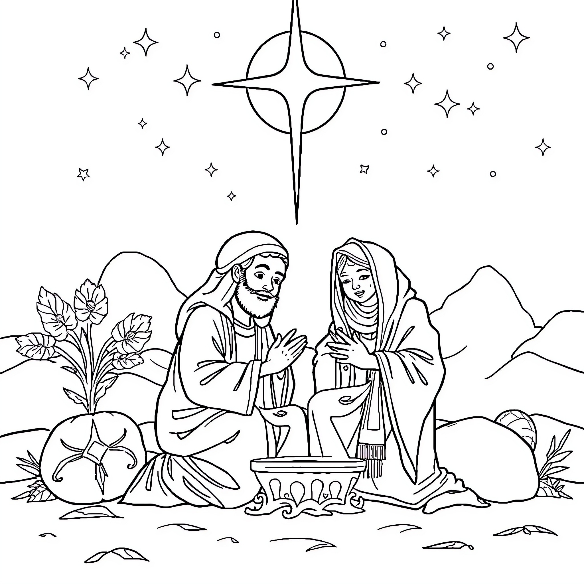 Prophet's Proclamation in the Wilderness Coloring Page (free black-and-white line drawing printable PDF for all, from beginners to advanced learners, including children, teens, adults, and seniors)