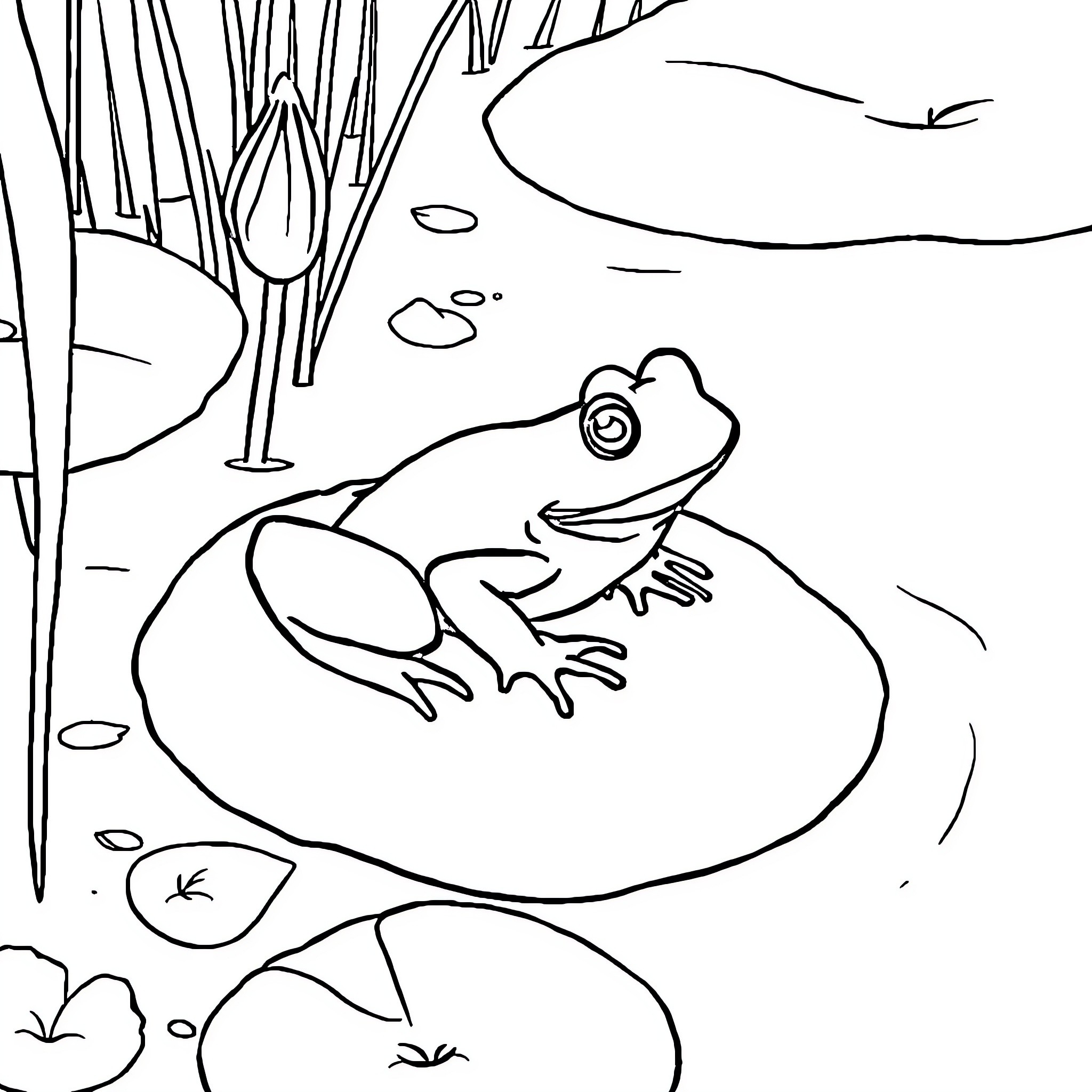 Rapunzel's Enchanting Frog Adventure Coloring Page (free black-and-white line drawing printable PDF for all, from beginners to advanced learners, including children, teens, adults, and seniors)