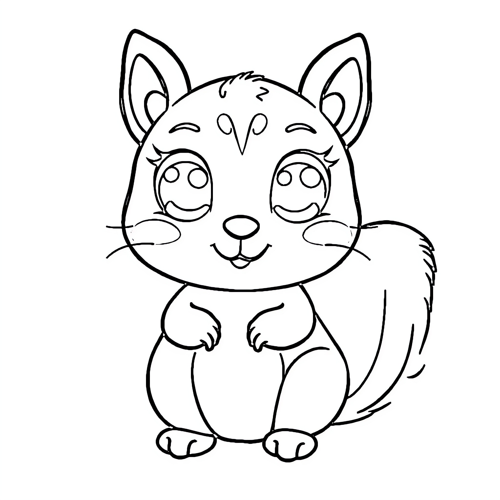 Squirrel enjoying a cheerful moment Coloring Page (free black-and-white line drawing printable PDF for all, from beginners to advanced learners, including children, teens, adults, and seniors)
