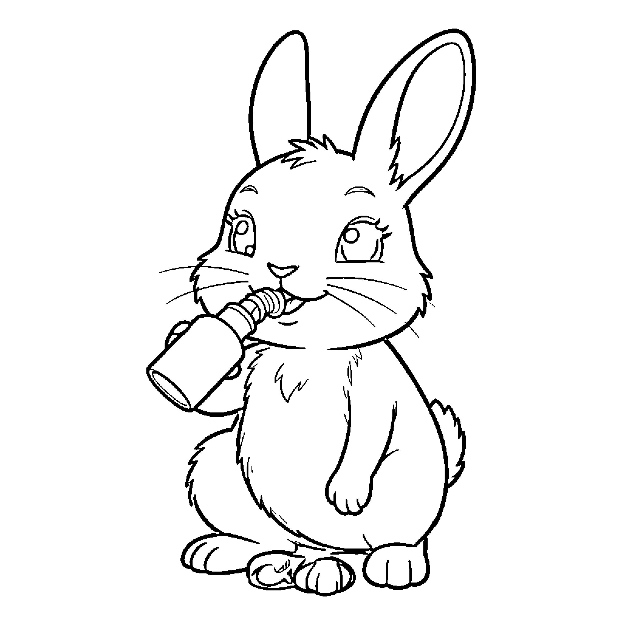 Lièvre enjoying a tasty treat Coloring Page (free black-and-white line drawing printable PDF for all, from beginners to advanced learners, including children, teens, adults, and seniors)