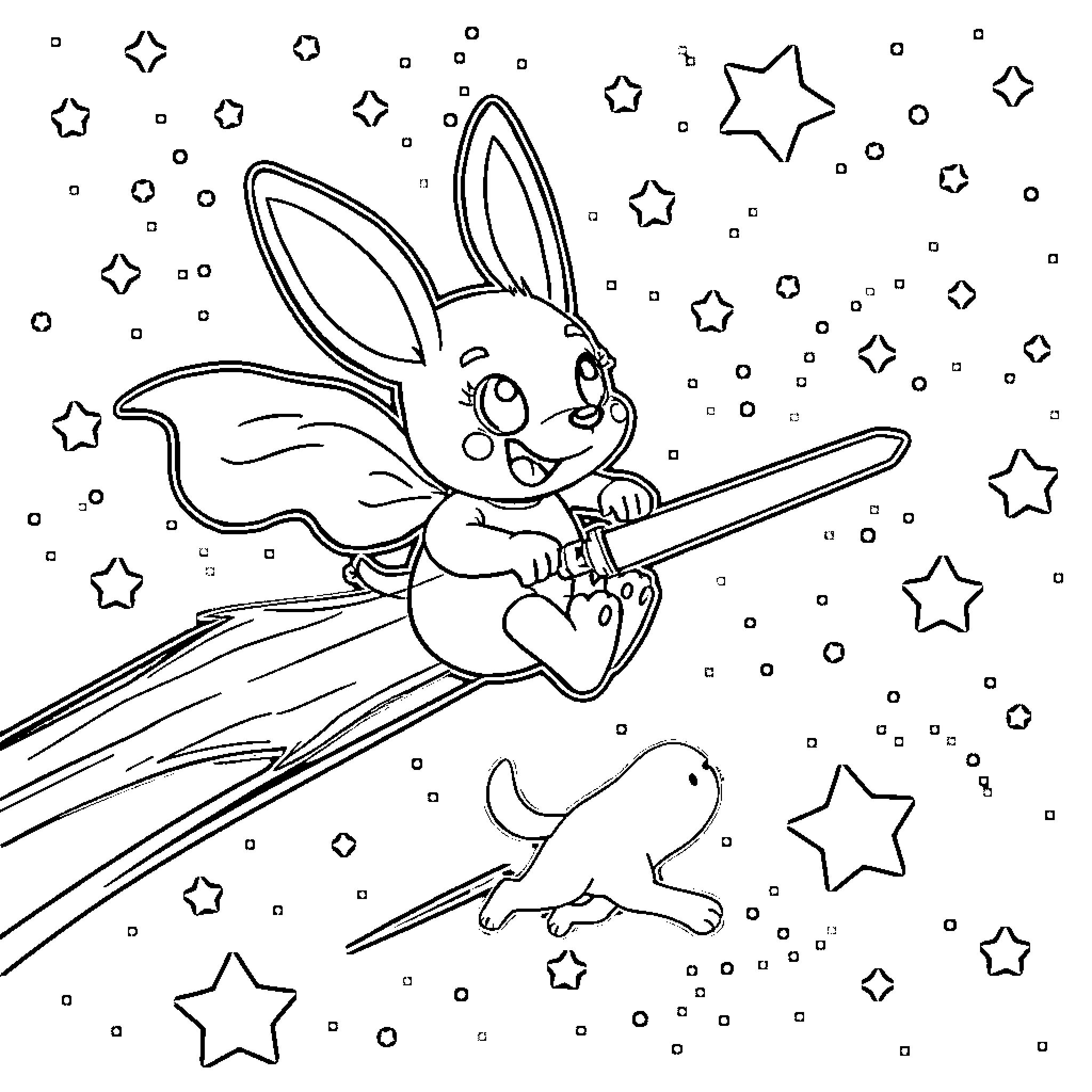 Grogu's Celestial Adventure Coloring Page (free black-and-white line drawing printable PDF for all, from beginners to advanced learners, including children, teens, adults, and seniors)