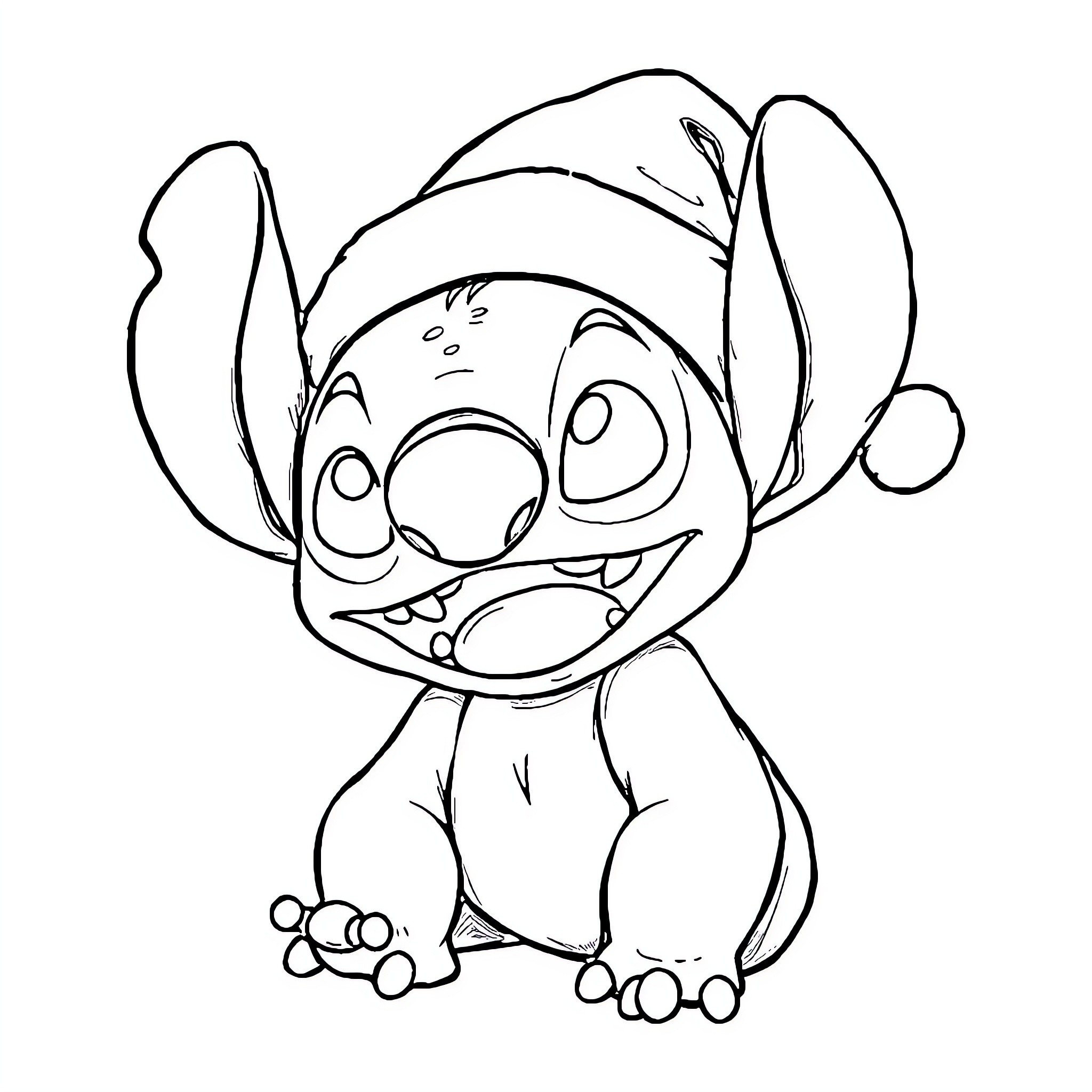 Stitch making a silly expression Coloring Page (free black-and-white line drawing printable PDF for all, from beginners to advanced learners, including children, teens, adults, and seniors)