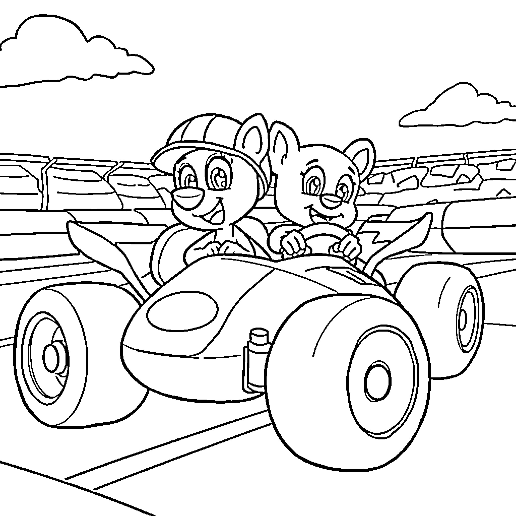 Bluey's Exciting Ride in a Fun Tricycle Coloring Page (free black-and-white line drawing printable PDF for all, from beginners to advanced learners, including children, teens, adults, and seniors)