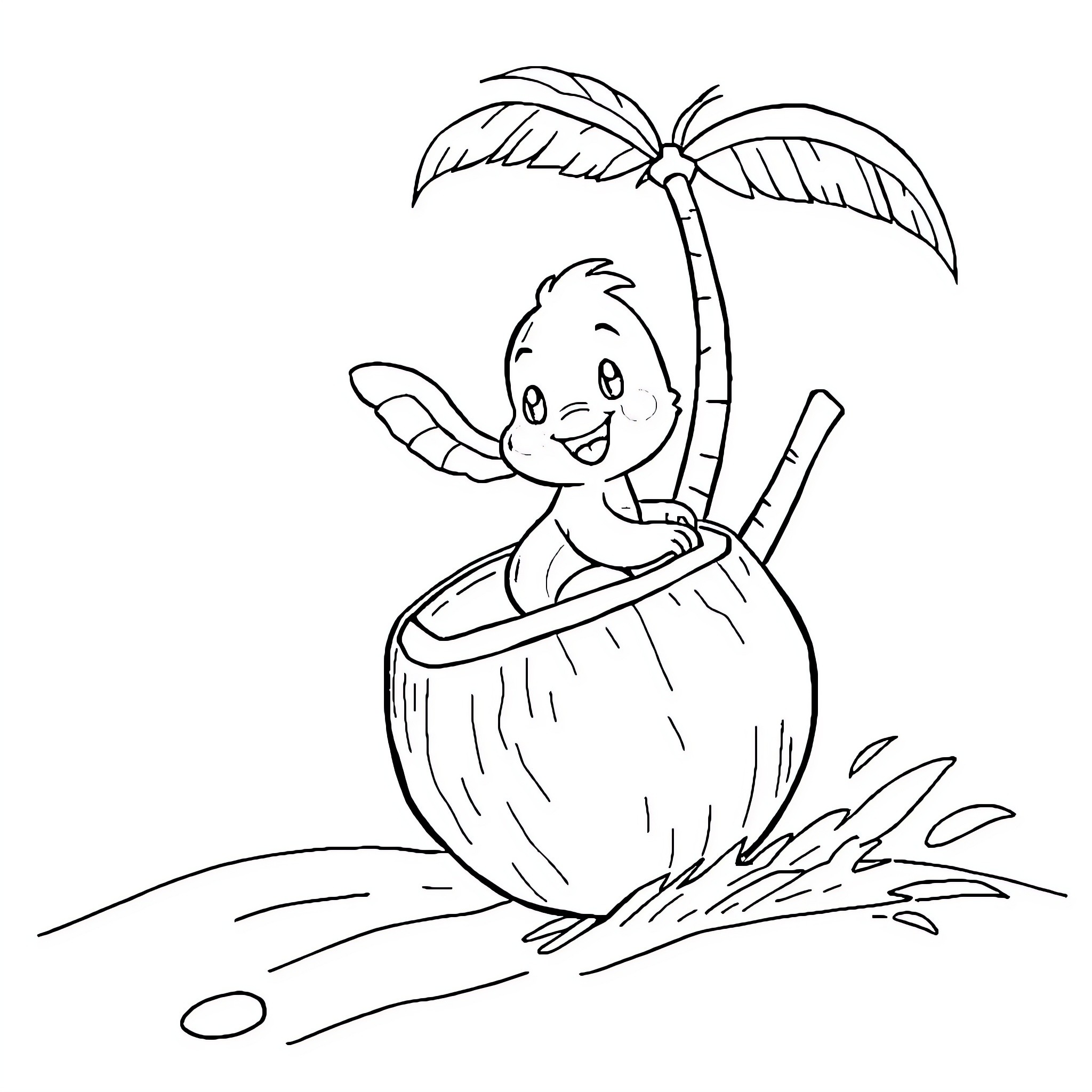 Bluey enjoying a tropical adventure Coloring Page (free black-and-white line drawing printable PDF for all, from beginners to advanced learners, including children, teens, adults, and seniors)