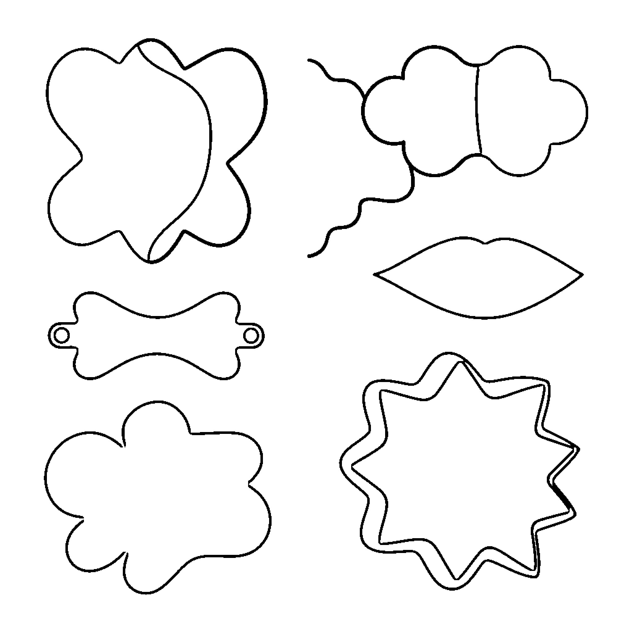 Shape collection of various organic and geometric outlines Coloring Page (free black-and-white line drawing printable PDF for all, from beginners to advanced learners, including children, teens, adults, and seniors)