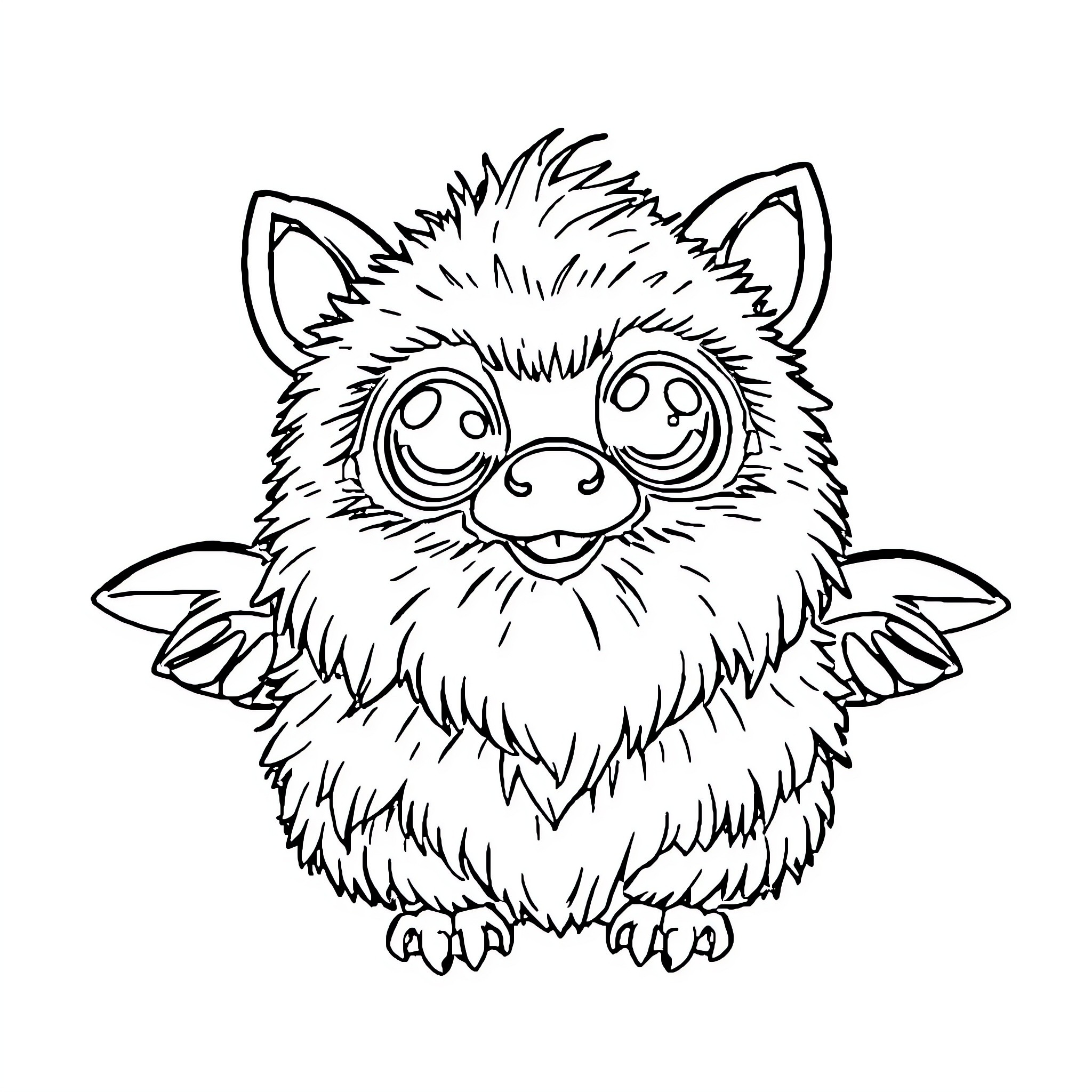 Labubu the Adorable Furry Creature Coloring Page (free black-and-white line drawing printable PDF for all, from beginners to advanced learners, including children, teens, adults, and seniors)