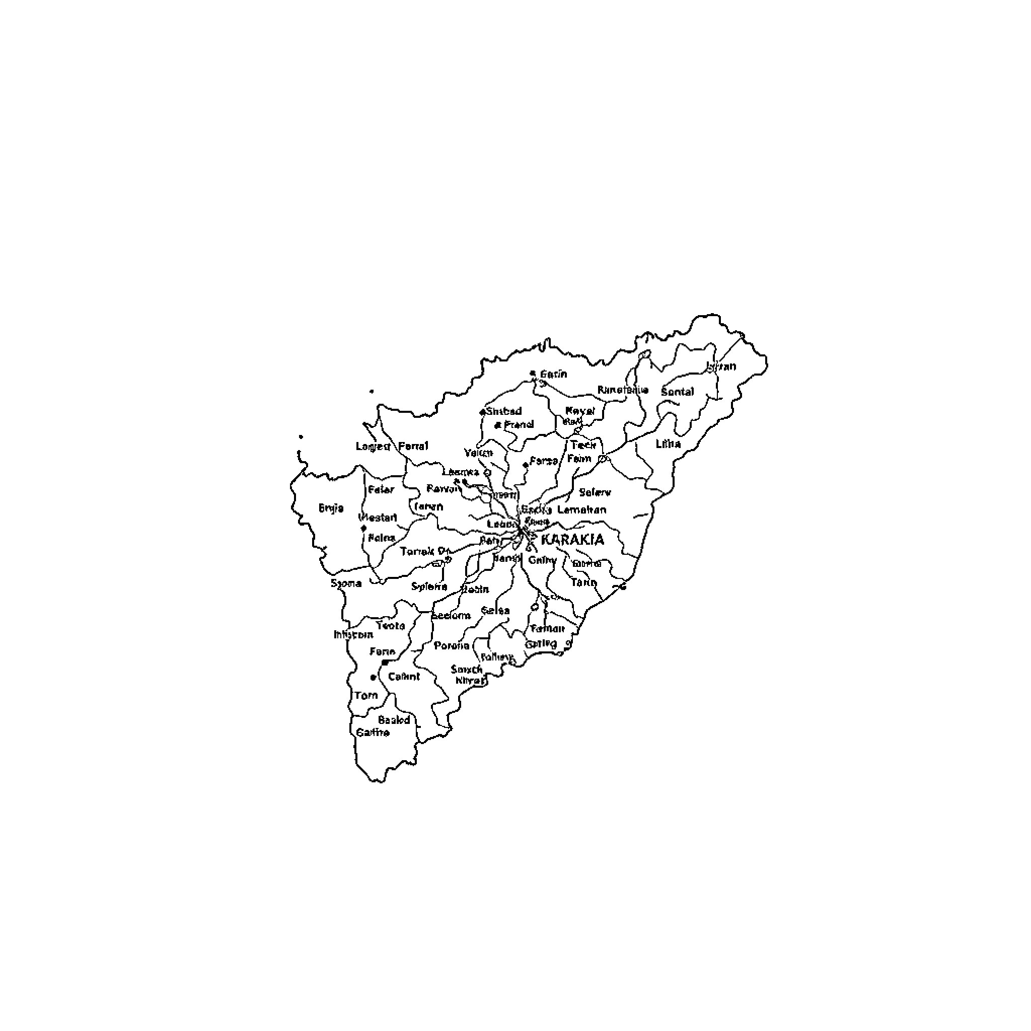 Karnataka regional map with district names Coloring Page (free black-and-white line drawing printable PDF for all, from beginners to advanced learners, including children, teens, adults, and seniors)