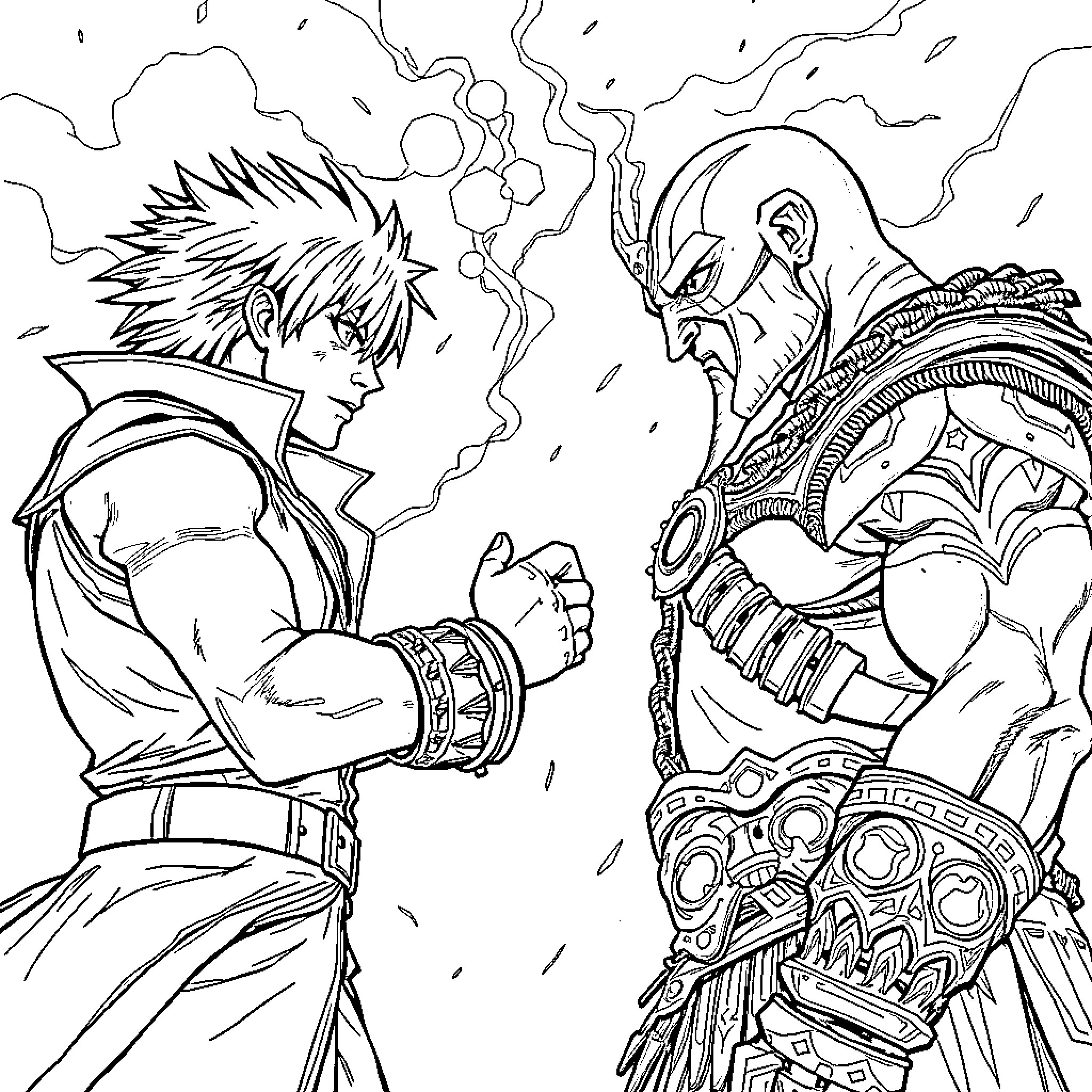 Dante's Confrontation with Nemesis Coloring Page (free black-and-white line drawing printable PDF for all, from beginners to advanced learners, including children, teens, adults, and seniors)