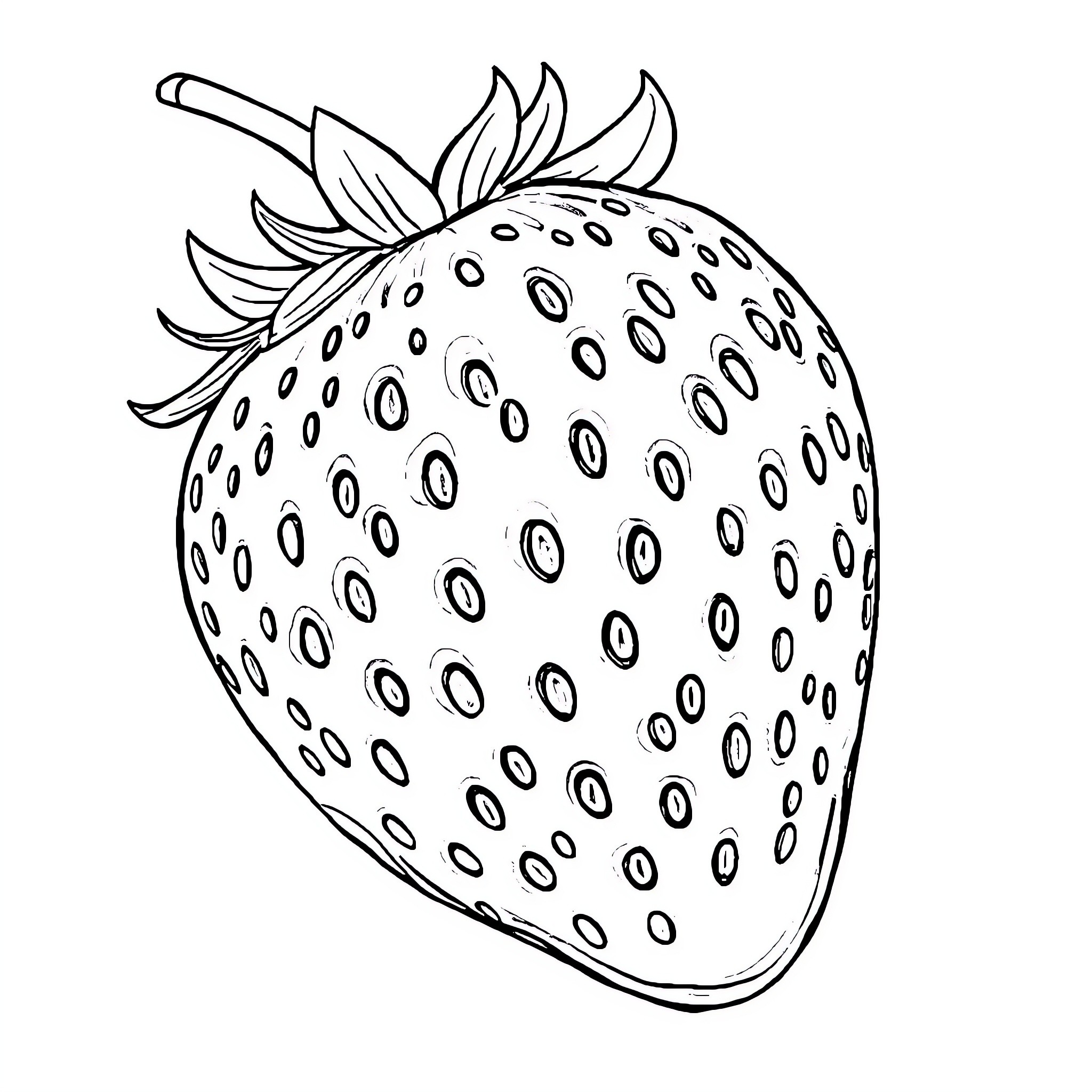 Strawberry with intricate design Coloring Page (free black-and-white line drawing printable PDF for all, from beginners to advanced learners, including children, teens, adults, and seniors)