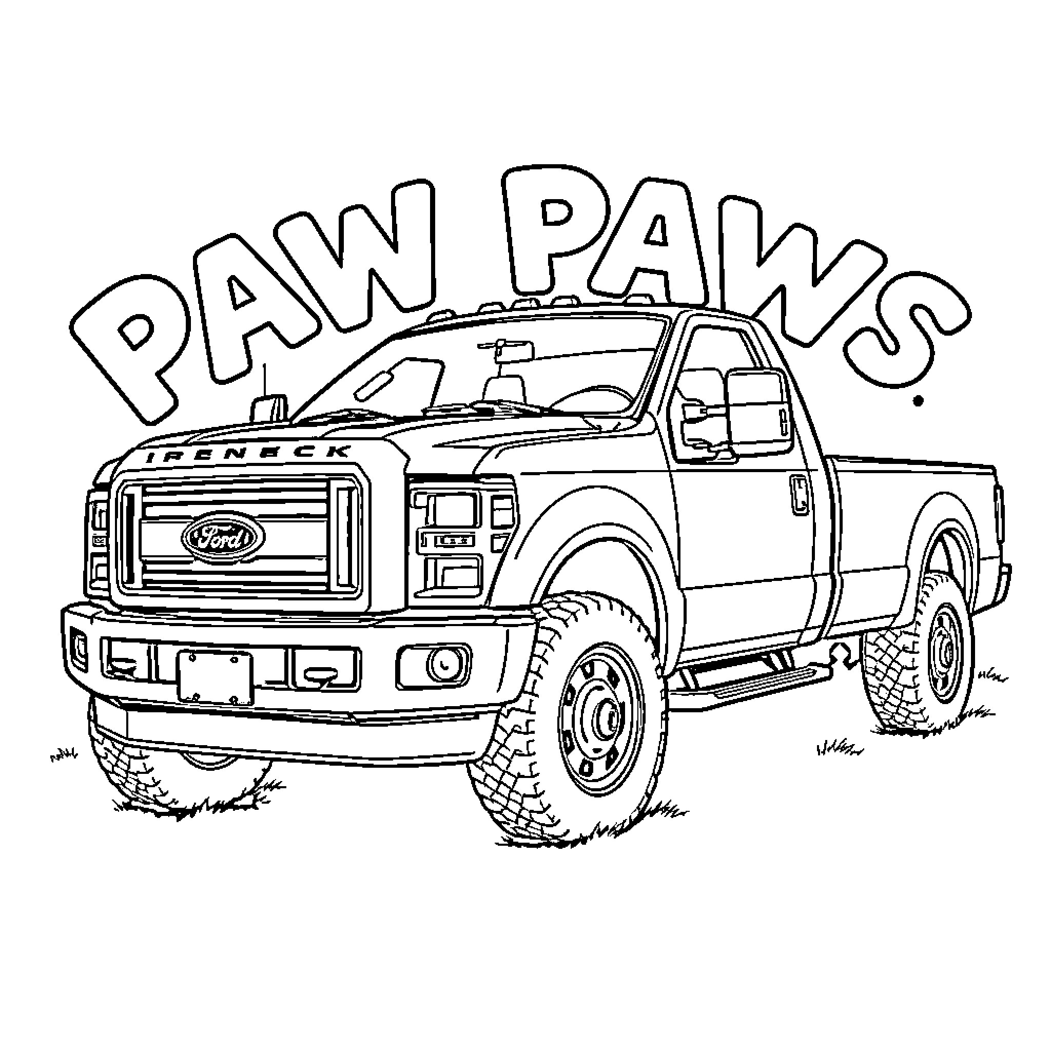 Ford Truck off-road adventure Coloring Page (free black-and-white line drawing printable PDF for all, from beginners to advanced learners, including children, teens, adults, and seniors)