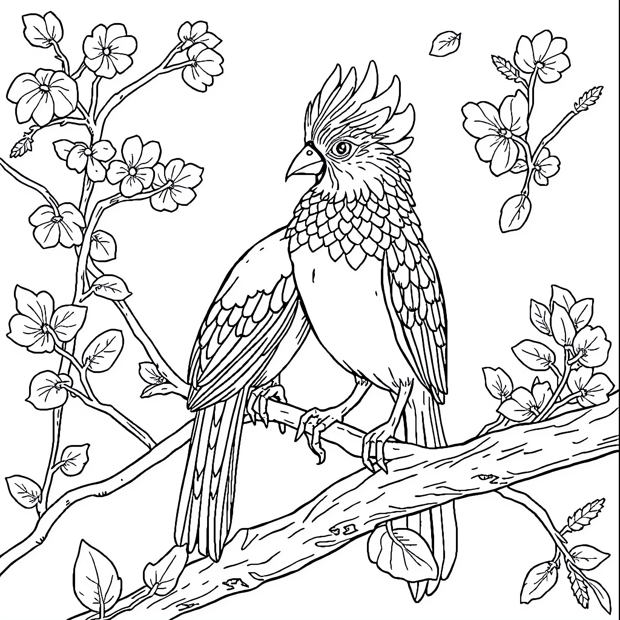 Addition and Subtraction of Flowers and Fauna Coloring Page (free black-and-white line drawing printable PDF for all, from beginners to advanced learners, including children, teens, adults, and seniors)