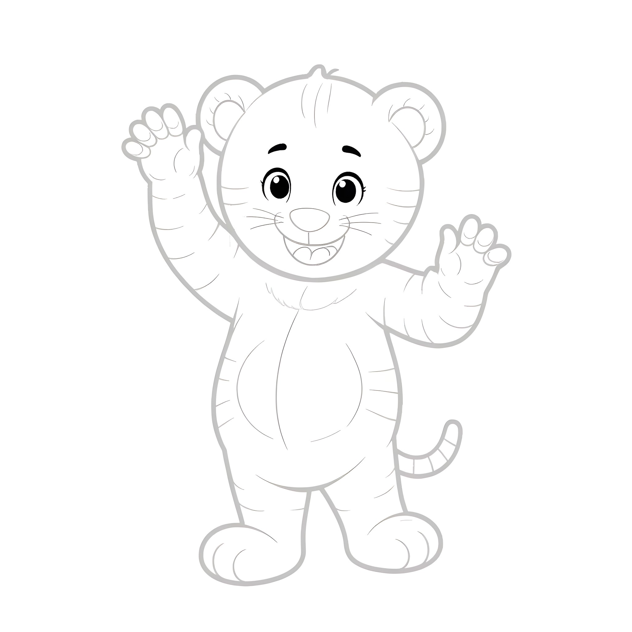 Daniel Tiger waving and smiling happily Coloring Page (free black-and-white line drawing printable PDF for all, from beginners to advanced learners, including children, teens, adults, and seniors)