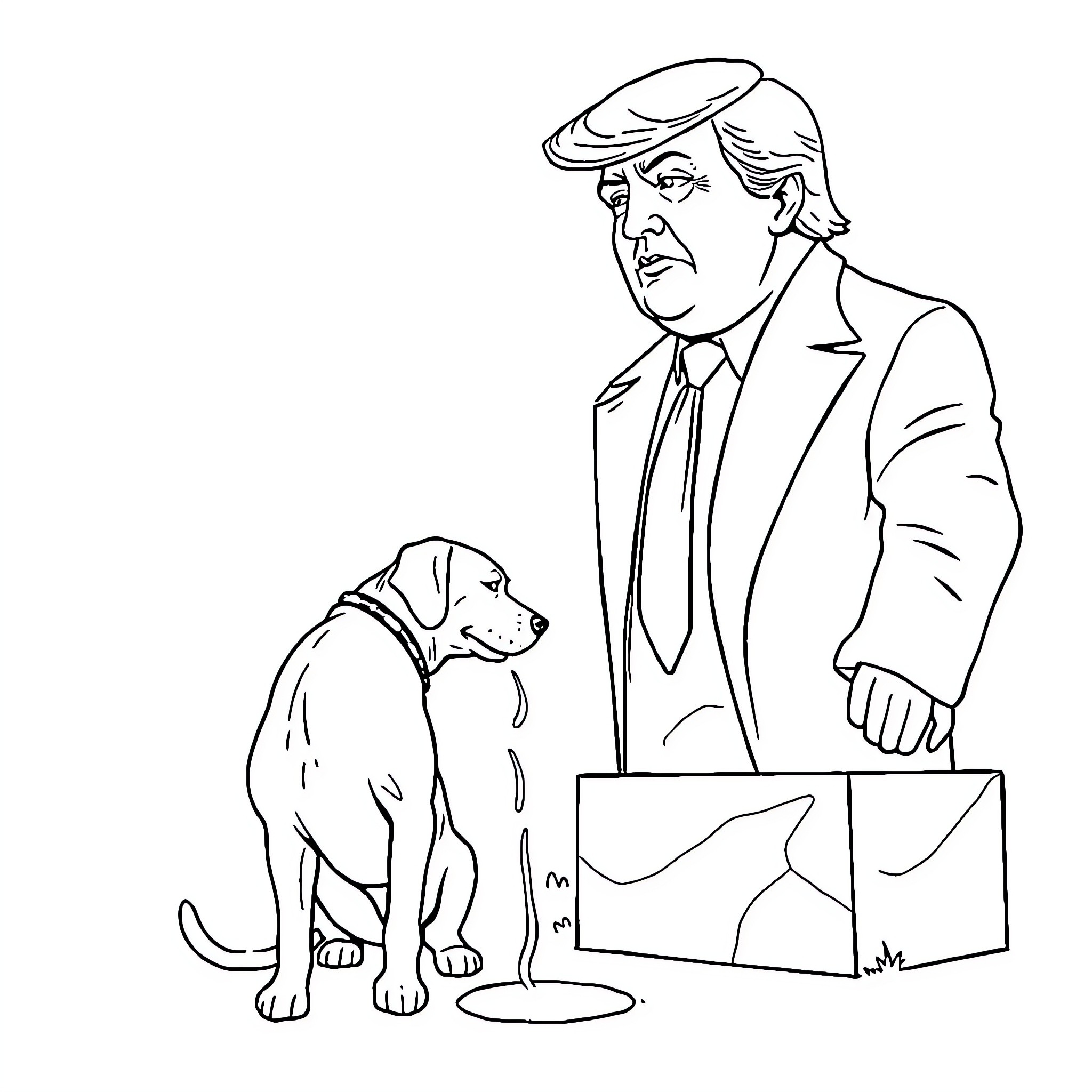 Dog waiting patiently for his owner Coloring Page (free black-and-white line drawing printable PDF for all, from beginners to advanced learners, including children, teens, adults, and seniors)