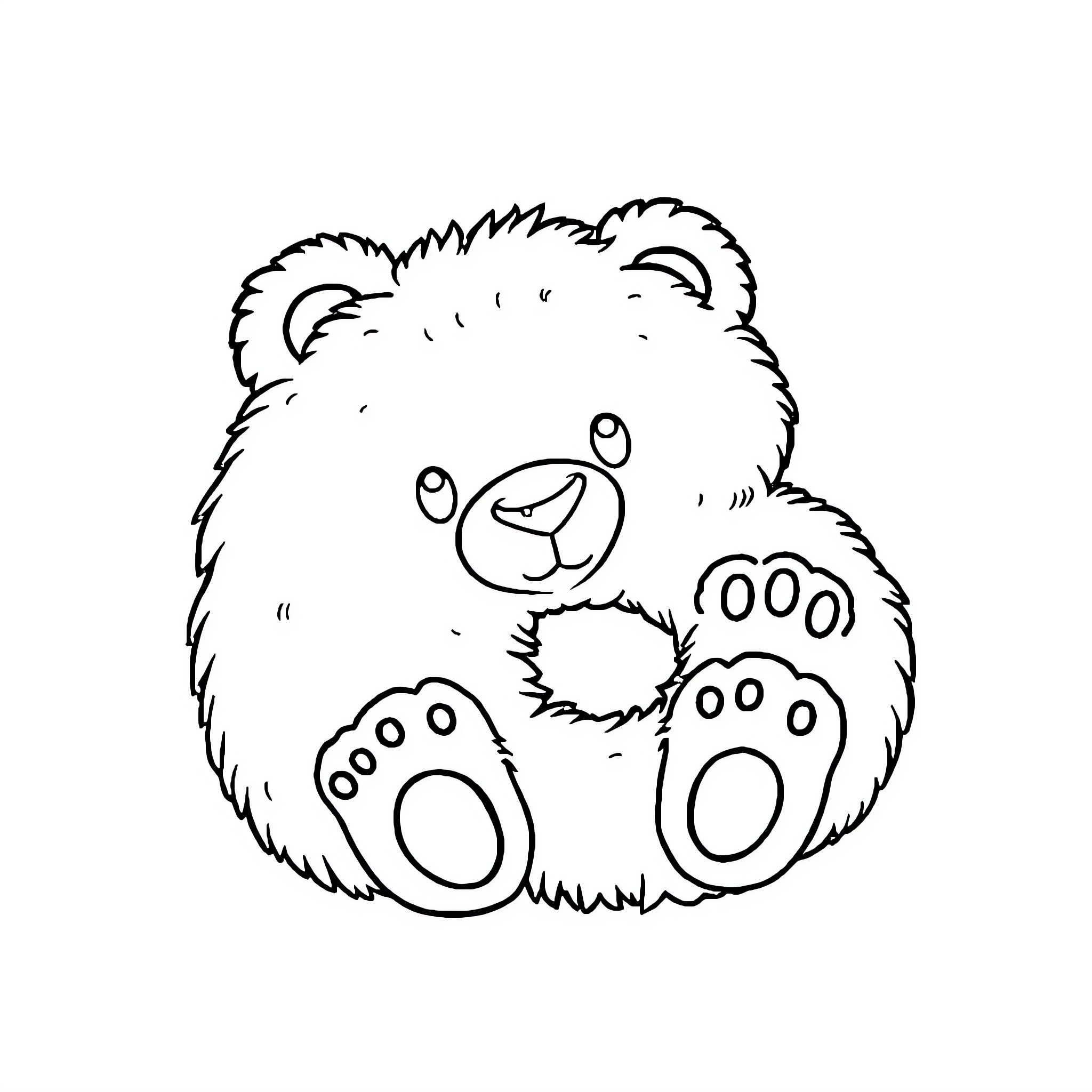 Bear hugging its knees with a smile Coloring Page (free black-and-white line drawing printable PDF for all, from beginners to advanced learners, including children, teens, adults, and seniors)