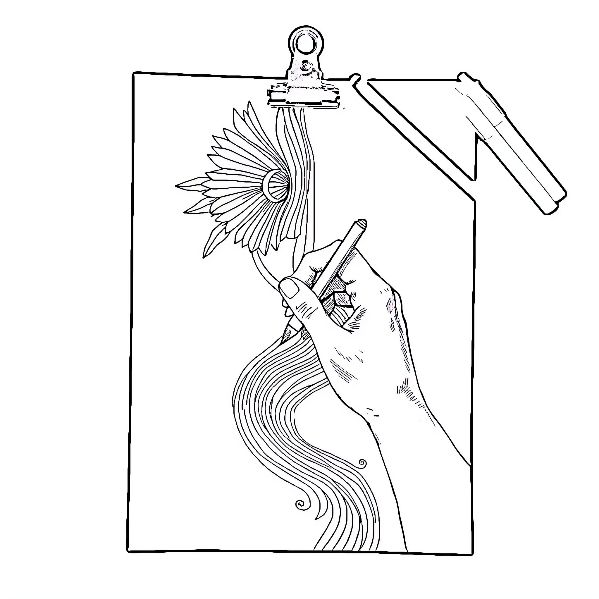 Line Art Depicting Artistic Expression Coloring Page (free black-and-white line drawing printable PDF for all, from beginners to advanced learners, including children, teens, adults, and seniors)